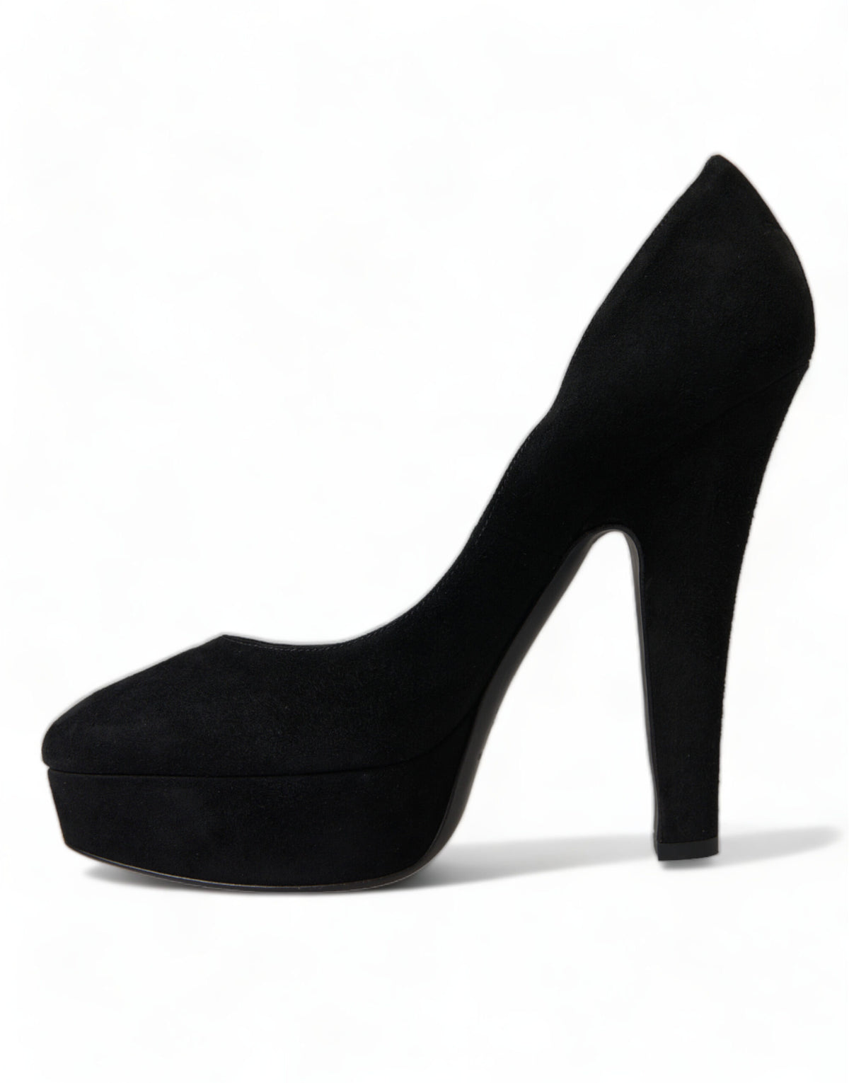 Dolce & Gabbana Black Suede Leather Platform Heel Pumps Women's Shoes