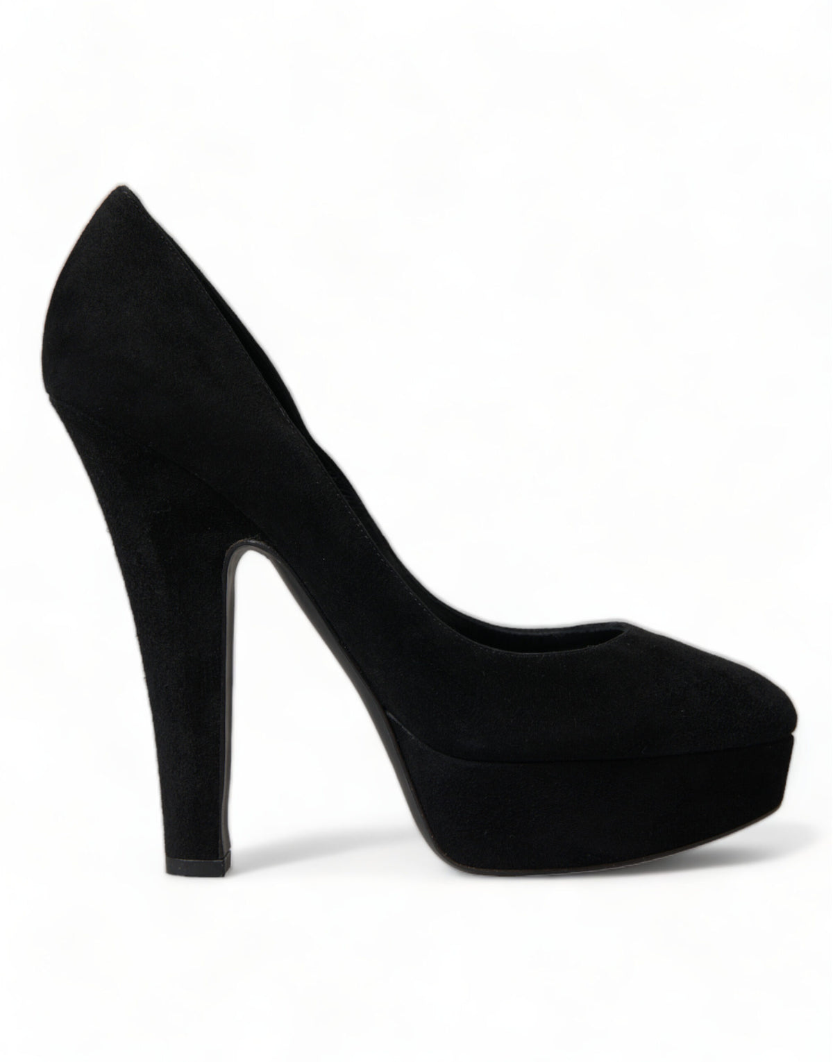 Dolce & Gabbana Black Suede Leather Platform Heel Pumps Women's Shoes