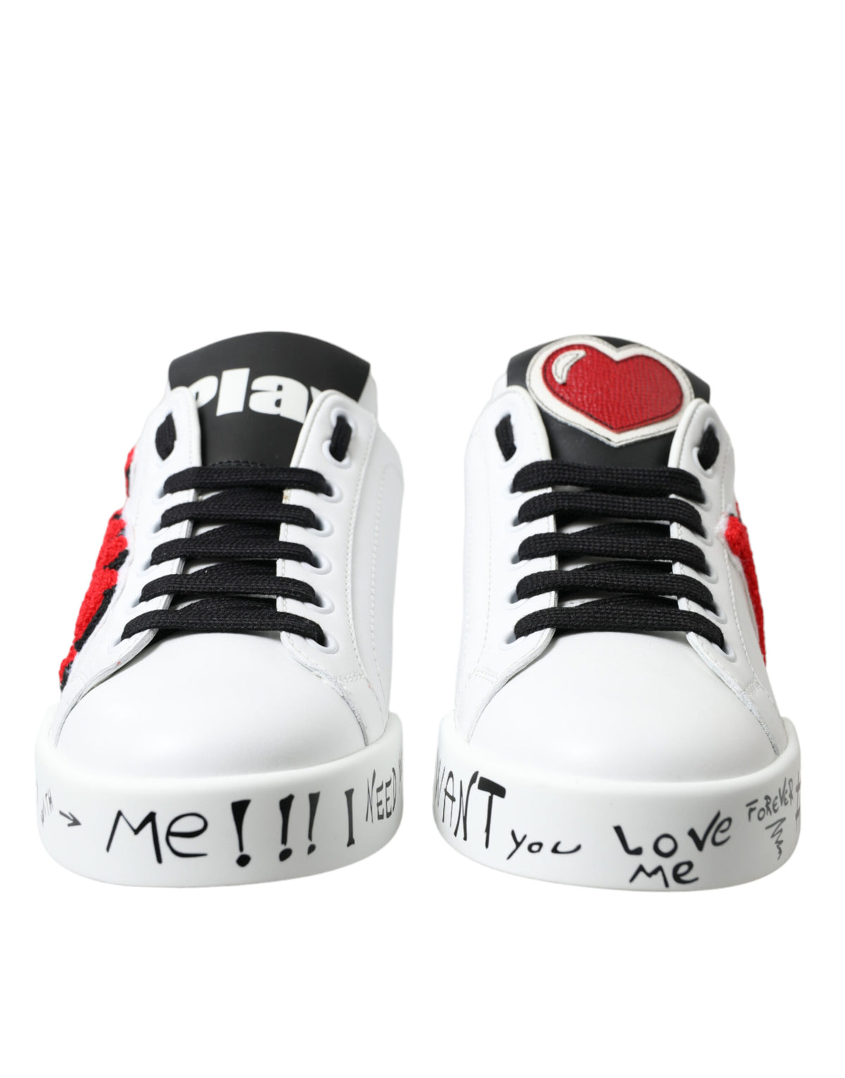 Dolce & Gabbana White Love Patch Portofino Classic Sneakers Women's Shoes