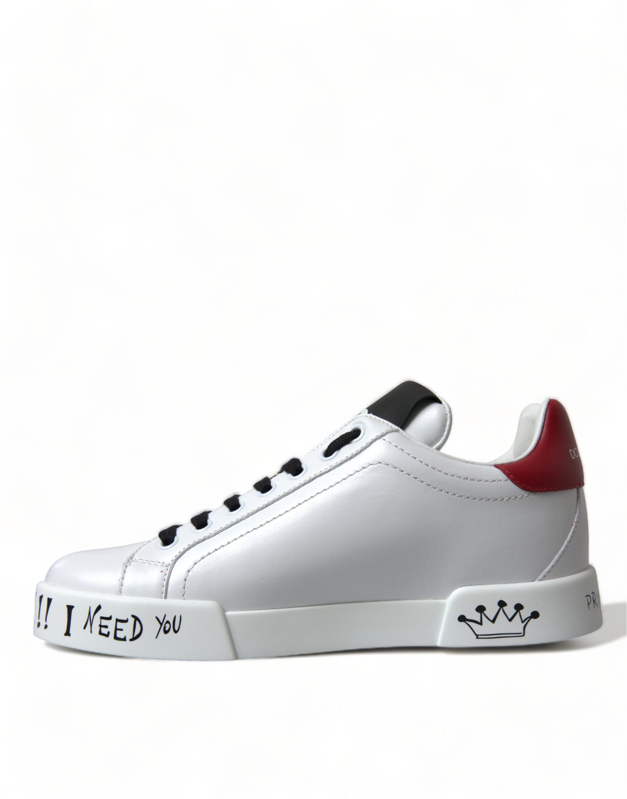 Dolce & Gabbana White Love Patch Portofino Classic Sneakers Women's Shoes
