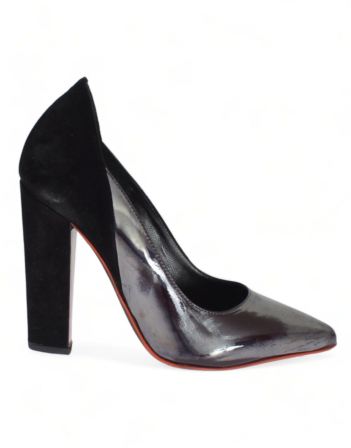 Cédric Charlier Gray Black Leather Suede Heels Pumps Women's Shoes