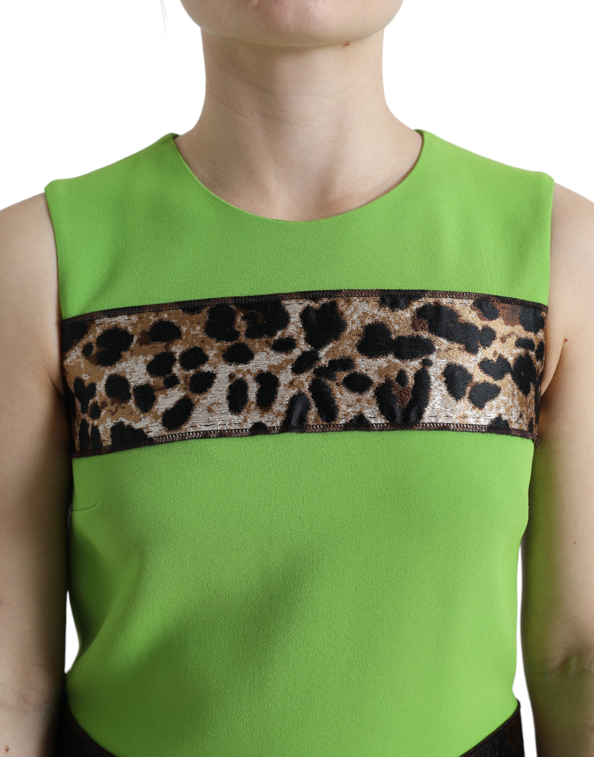 Dolce & Gabbana Apple Green Sleeveless Panelled Shift Women's Dress