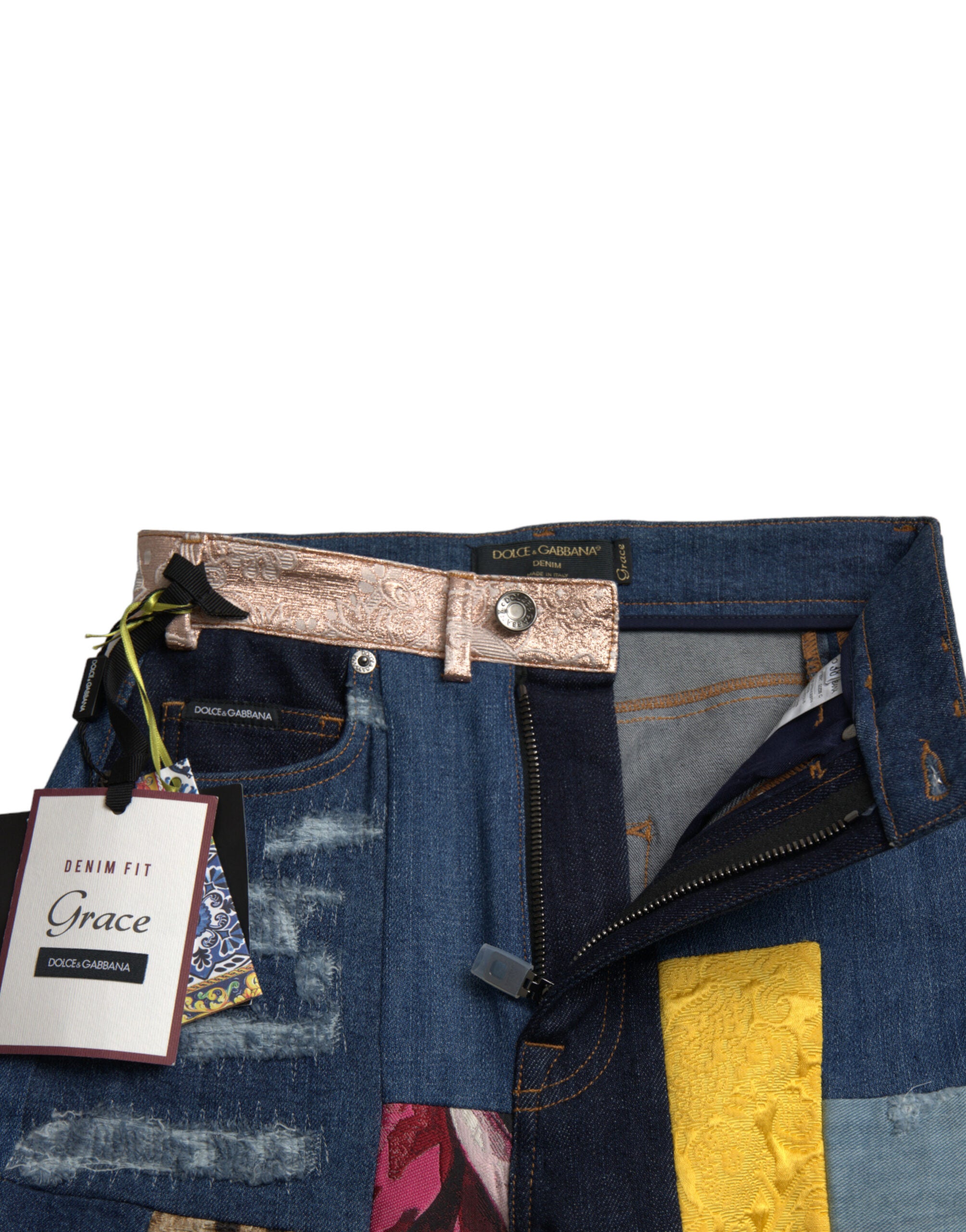 Dolce & Gabbana Multicolor Patchwork GRACE Skinny Denim Women's Jeans