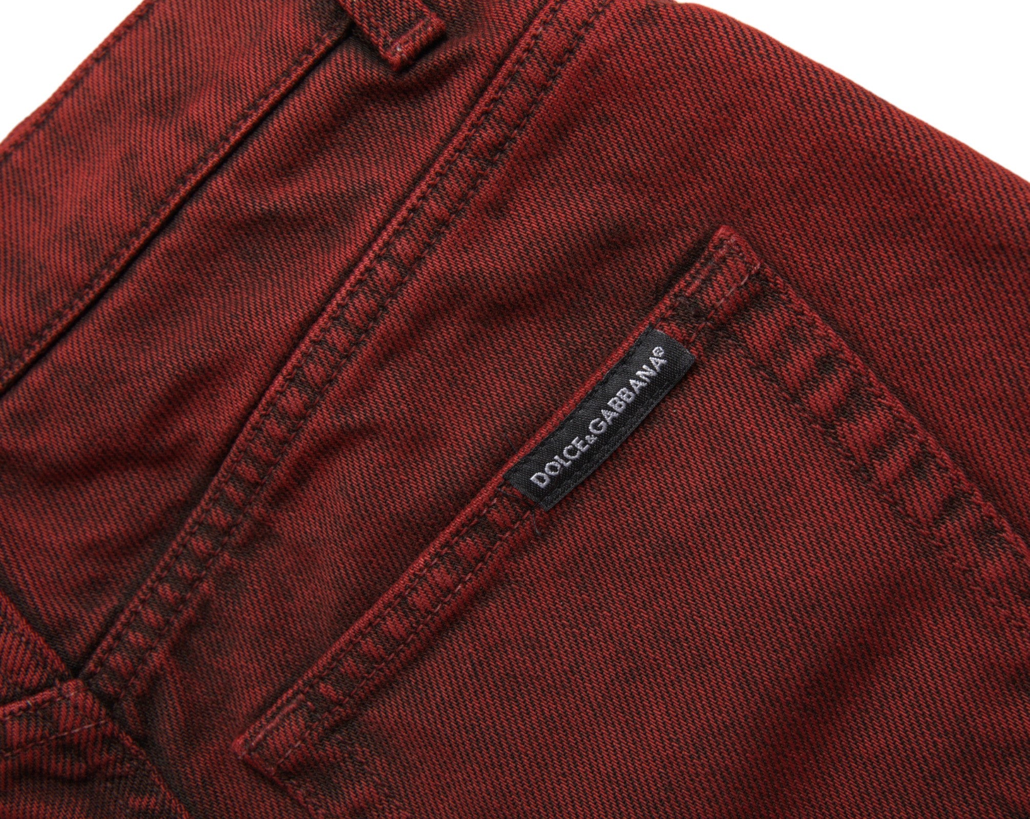 Dolce & Gabbana Red Stretch High Waist Denim Hot Pants Women's Shorts