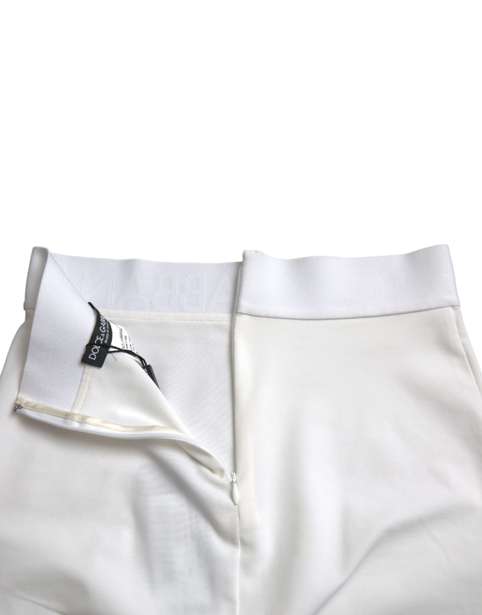 Dolce & Gabbana White Viscose High Waist Pencil Cut Mini Women's Skirt