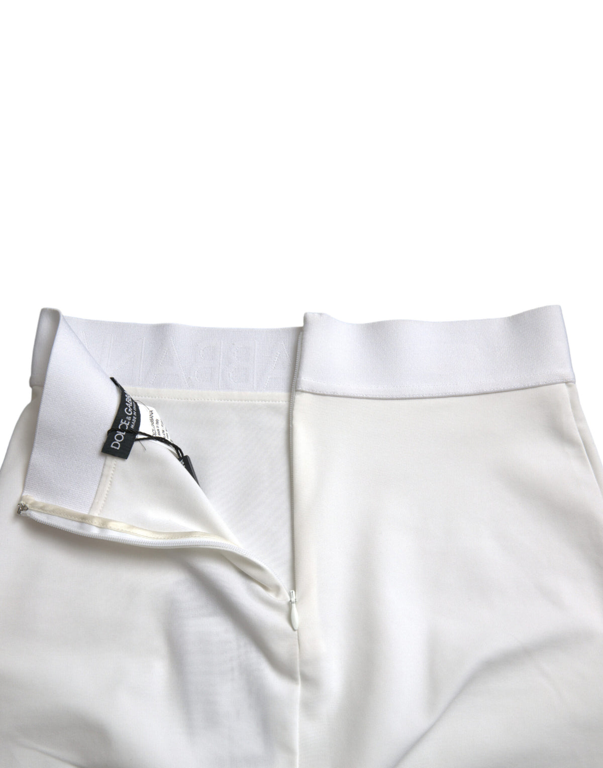 Dolce & Gabbana White Viscose High Waist Pencil Cut Mini Women's Skirt