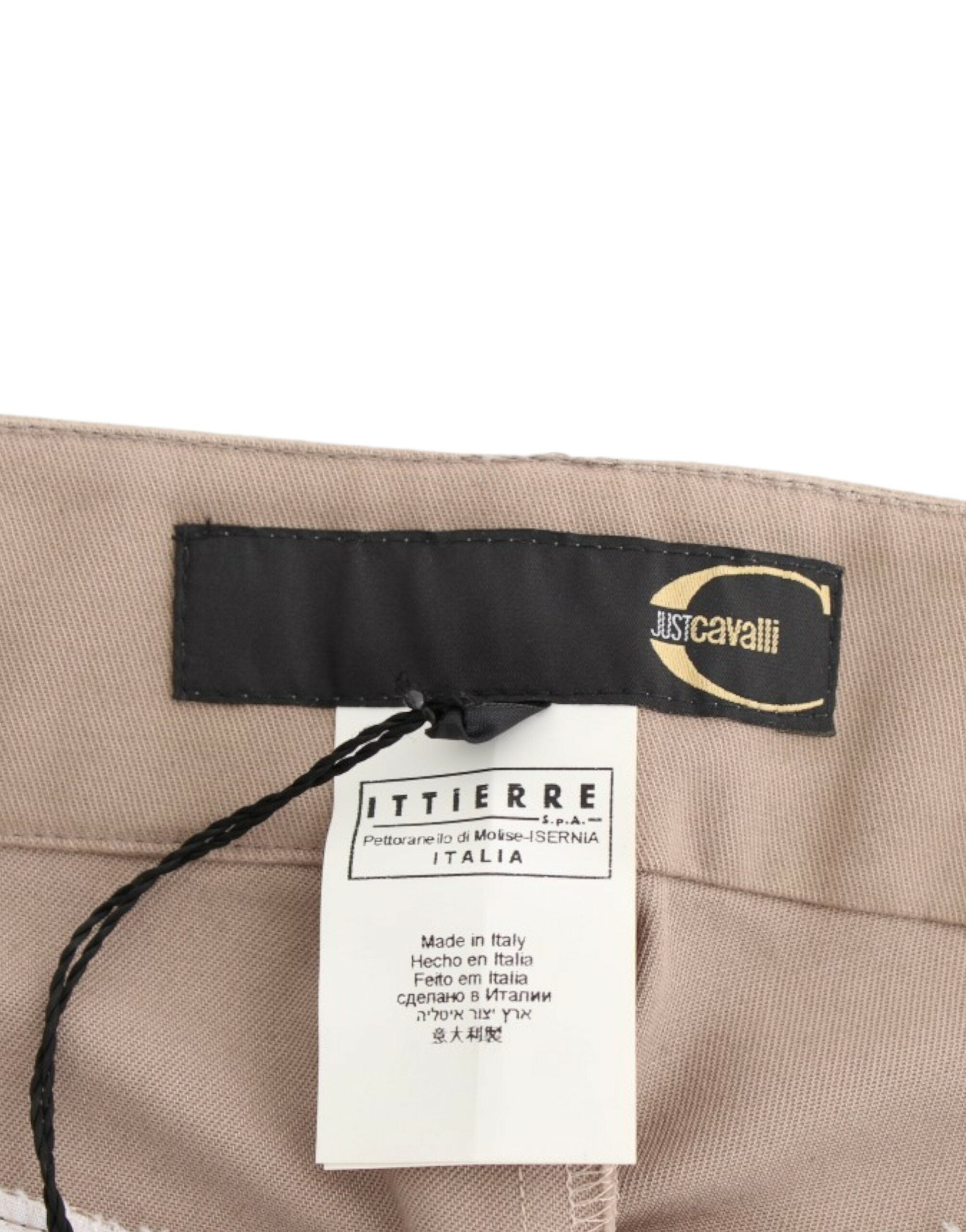 Cavalli Class Beige Dress Skinny Slim Straight Chinos Women's Pants