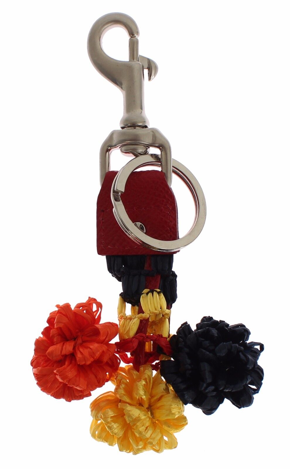 Dolce & Gabbana Multicolor Raffia Leather Clasp Finder Chain Women's Keyring