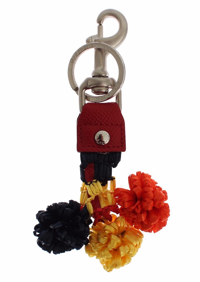Dolce & Gabbana Multicolor Raffia Leather Clasp Finder Chain Women's Keyring