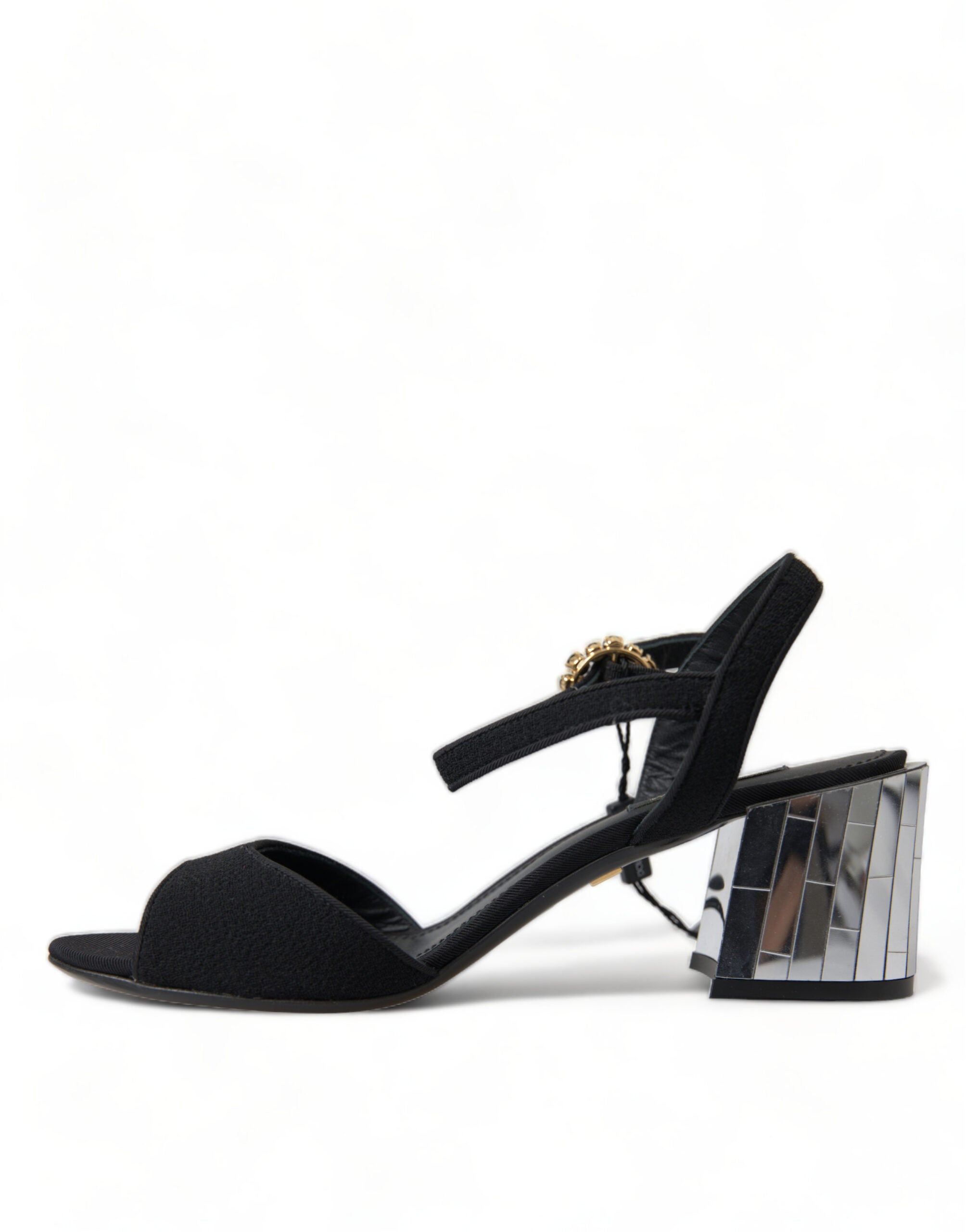 Dolce & Gabbana Black Crystals Ankle Strap Sandals Women's Shoes