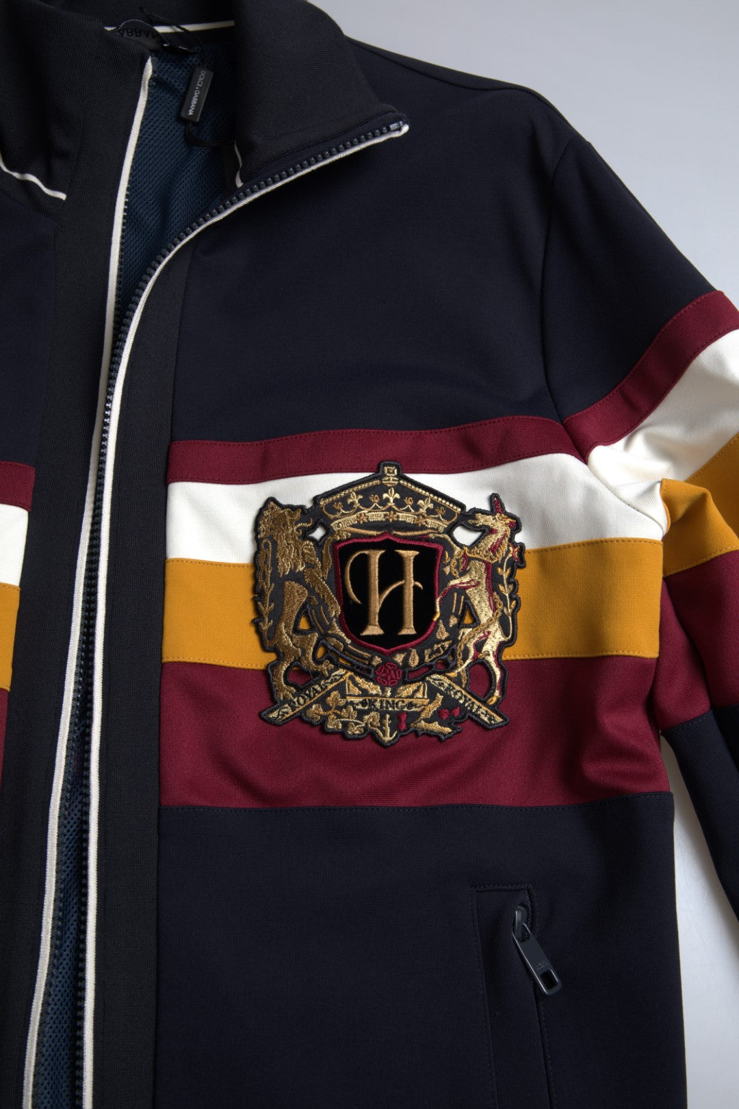 Dolce & Gabbana Blue Cardigan Heraldic Full Zip Men's Sweater