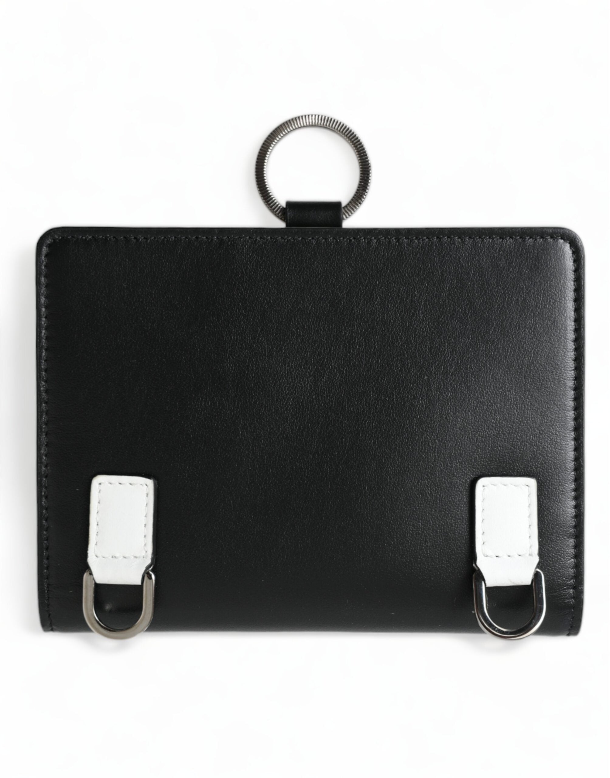 Dolce & Gabbana Black Leather Crystal Embellished Card Holder Women's Wallet
