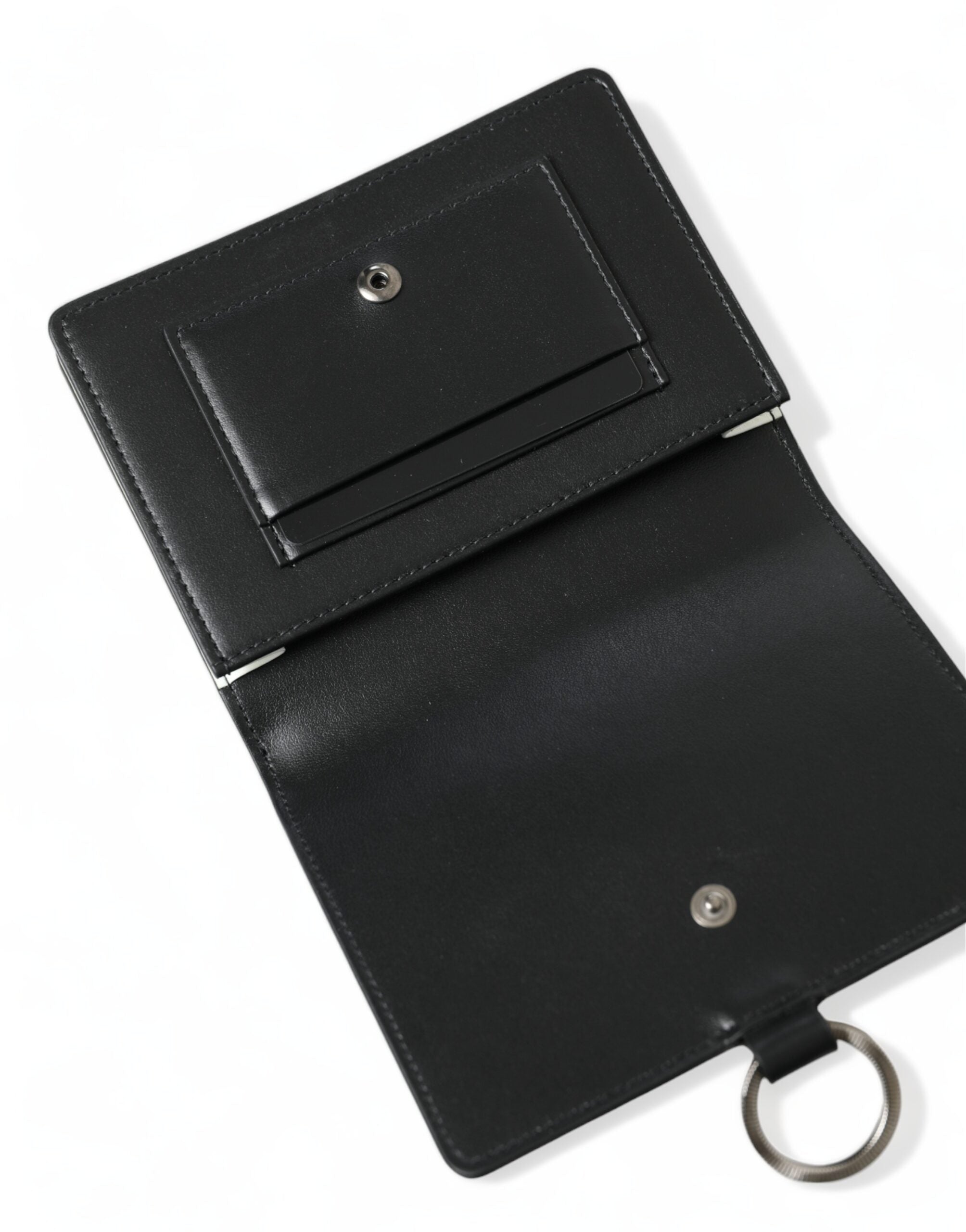 Dolce & Gabbana Black Leather Crystal Embellished Card Holder Women's Wallet