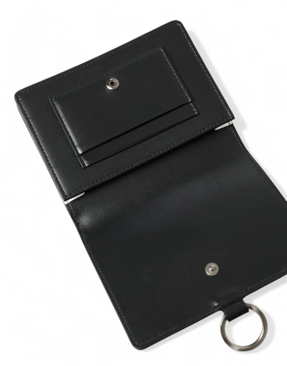 Dolce & Gabbana Black Leather Crystal Embellished Card Holder Women's Wallet