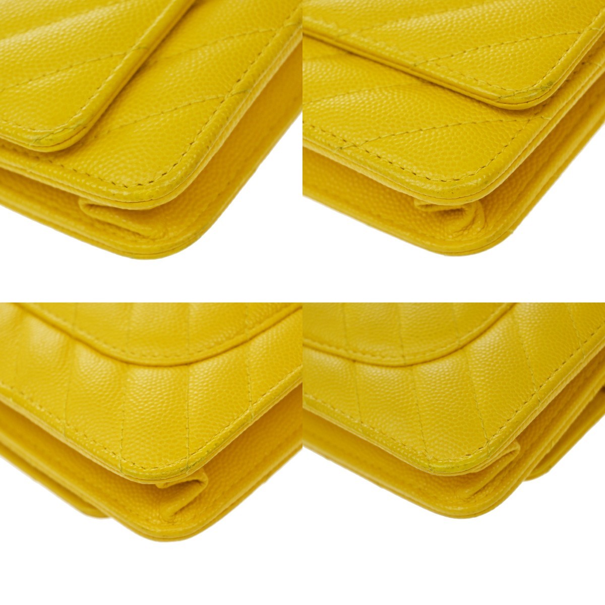 Chanel Wallet On Chain Quilted Caviar Yellow Calfskin Crossbody Bag Bag (Pre-Owned)