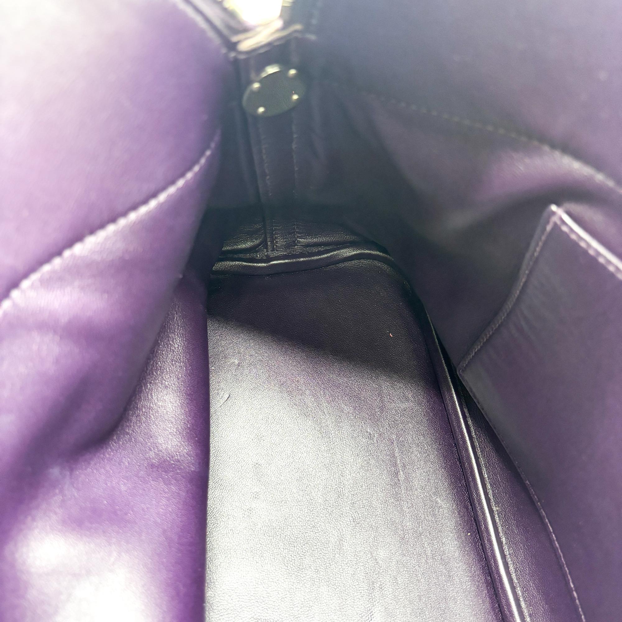 Hermes Bolide Clemence Purple Leather Handbag (Pre-Owned)