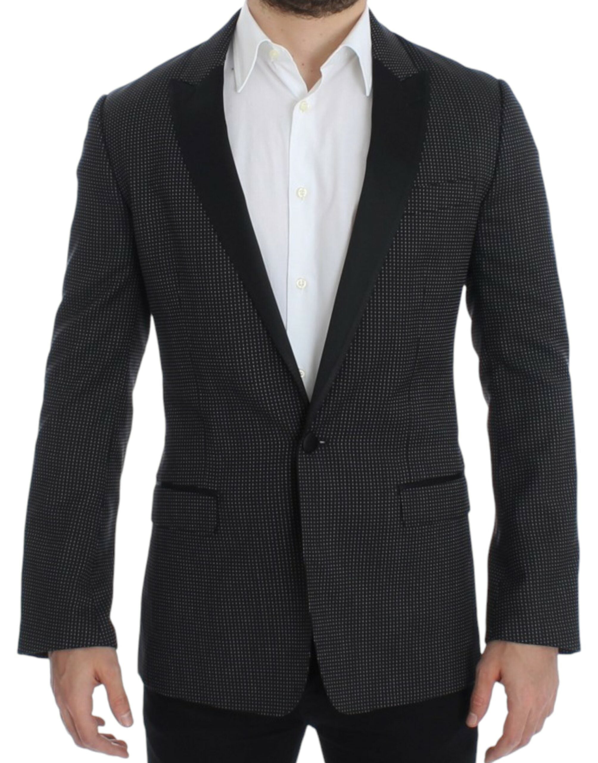 Dolce & Gabbana Elegant Black Polka Dotted Slim Fit Men's Blazer