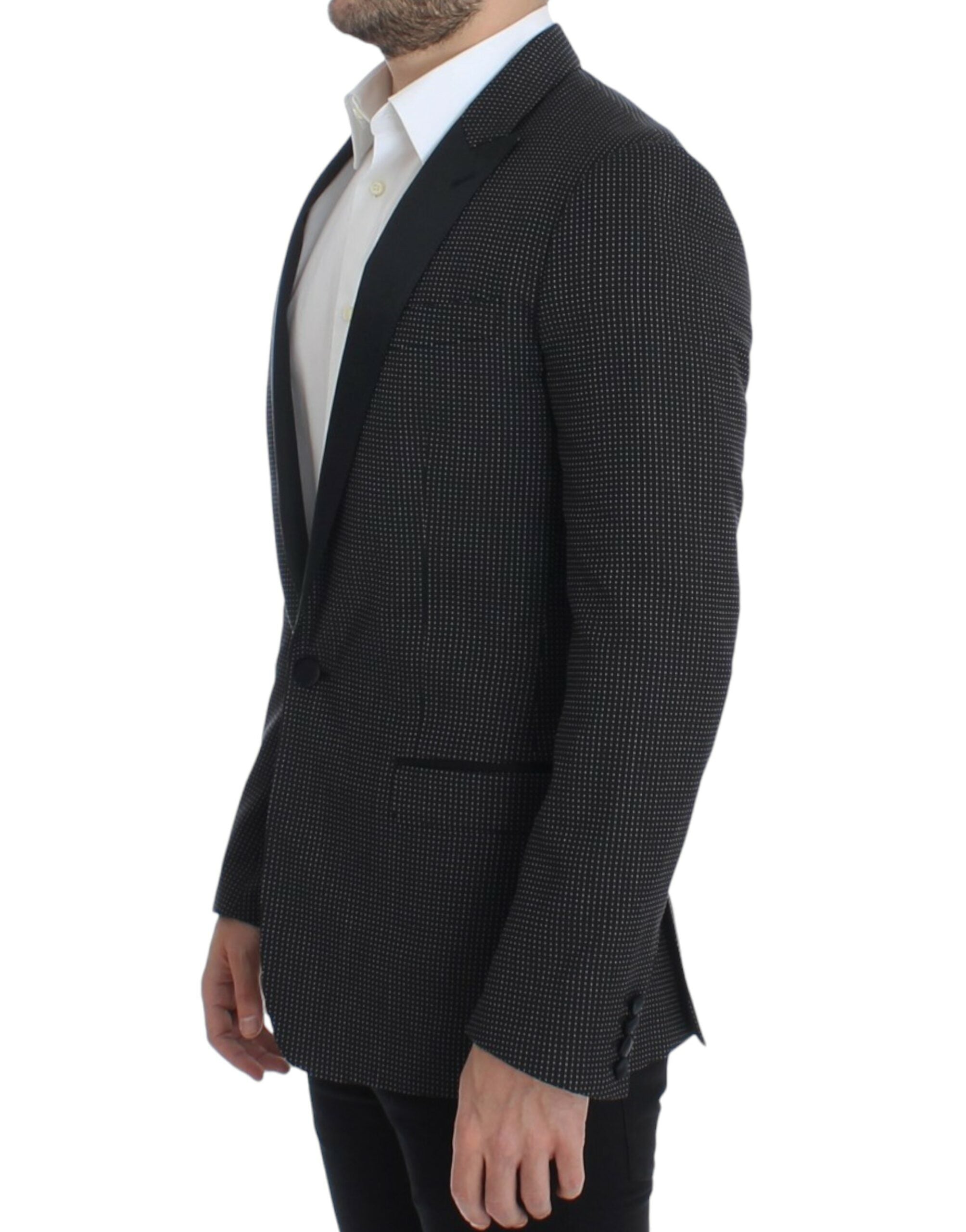 Dolce & Gabbana Elegant Black Polka Dotted Slim Fit Men's Blazer