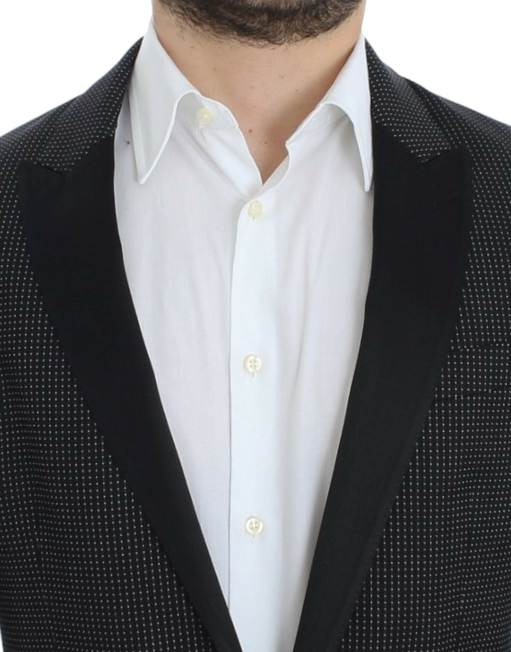 Dolce & Gabbana Elegant Black Polka Dotted Slim Fit Men's Blazer