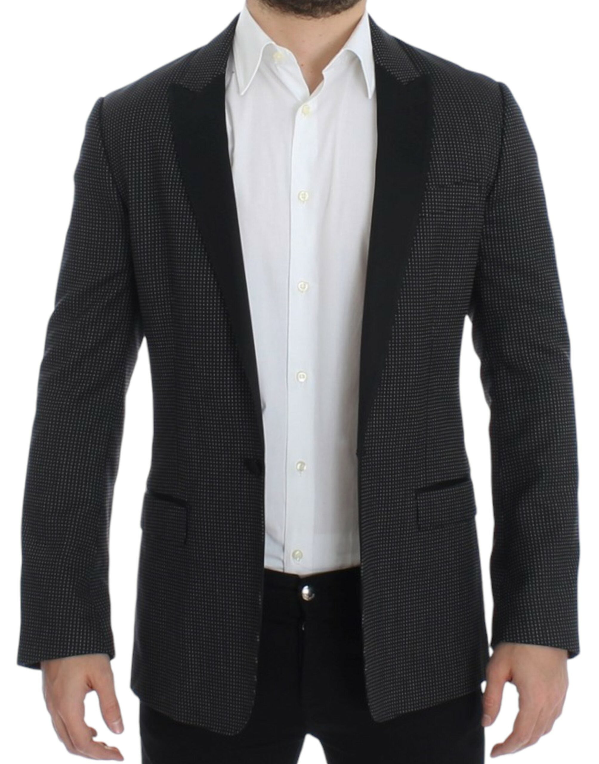 Dolce & Gabbana Elegant Black Polka Dotted Slim Fit Men's Blazer
