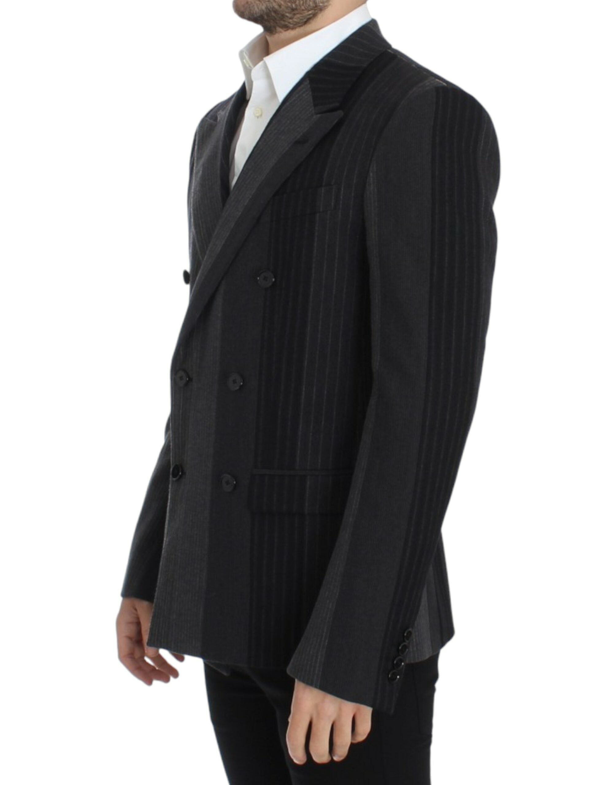 Dolce & Gabbana Gray striped wool stretch Men's blazer