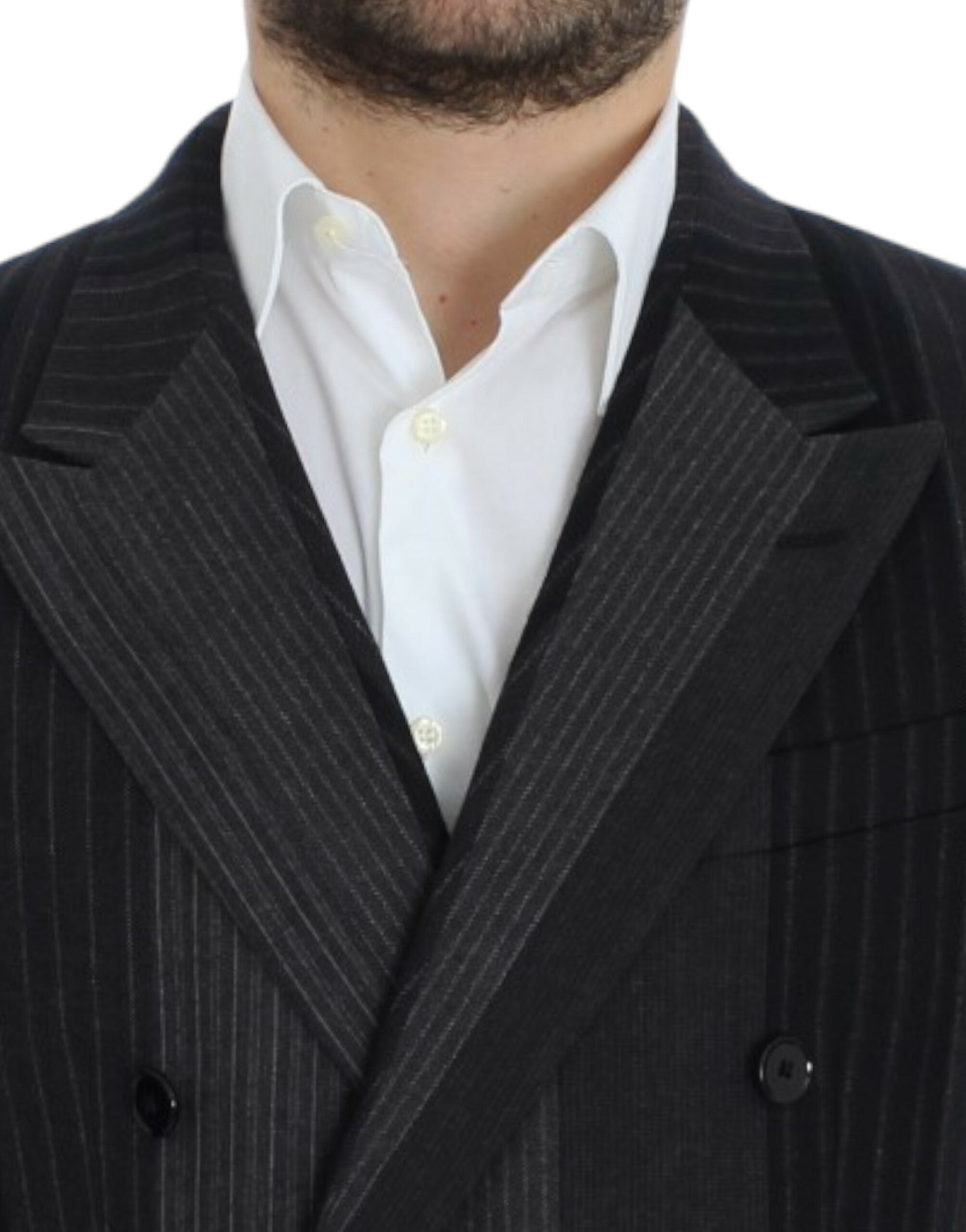 Dolce & Gabbana Gray striped wool stretch Men's blazer