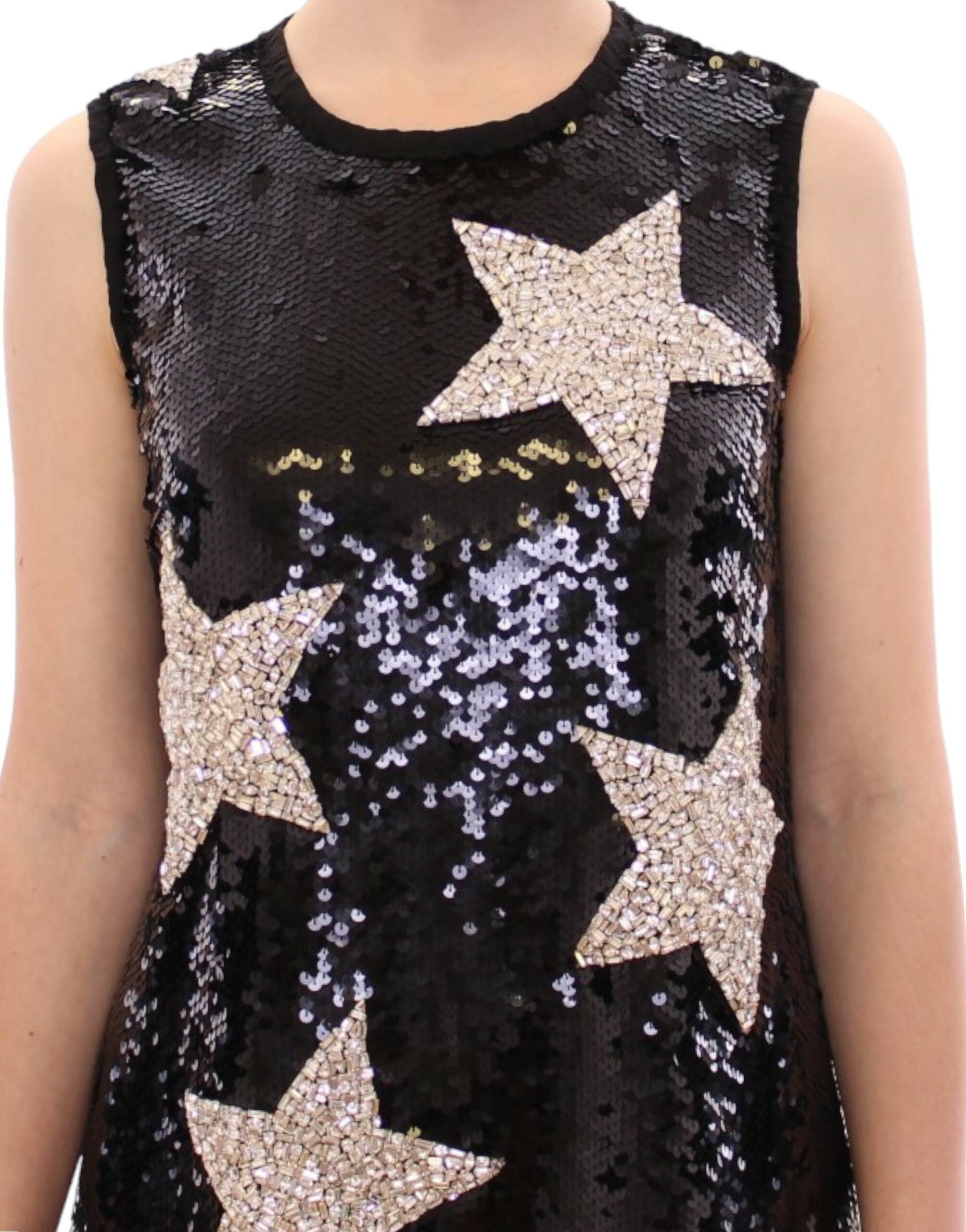 Dolce & Gabbana Masterpiece black crystal swarovski stars sheath Women's dress