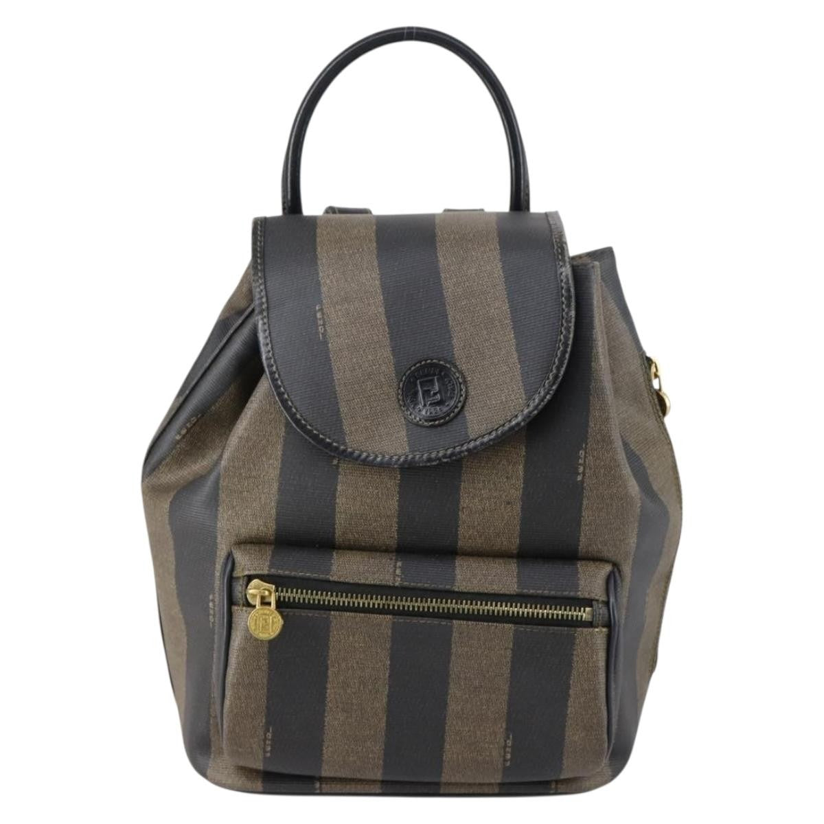 Fendi Pequin Front Pocket Coated Canvas Brown Pvc Backpack Bag (Pre-Owned)