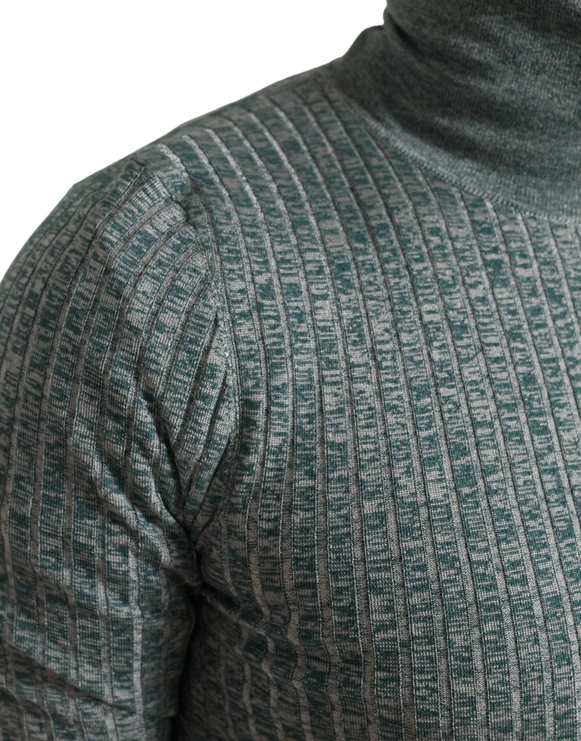 Dolce & Gabbana Green Polyester Turtleneck Pullover Men's Sweater