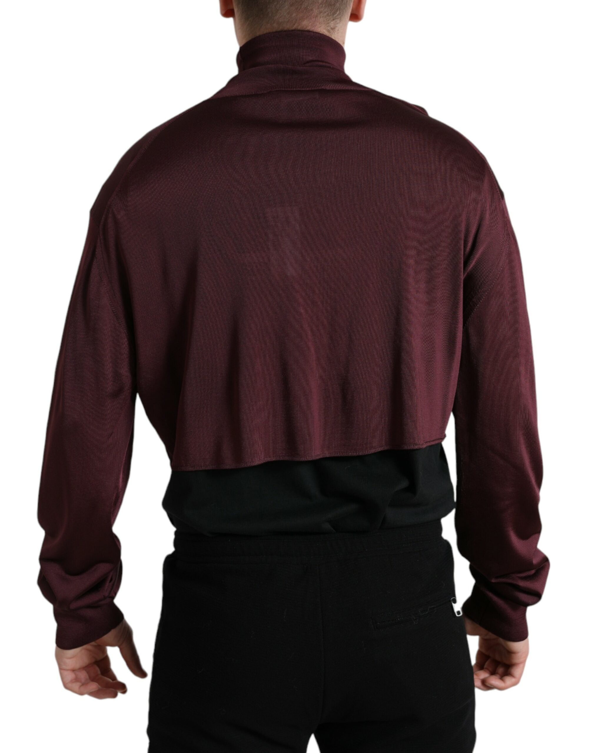Dolce & Gabbana Maroon Turtleneck Viscose Men's Sweater
