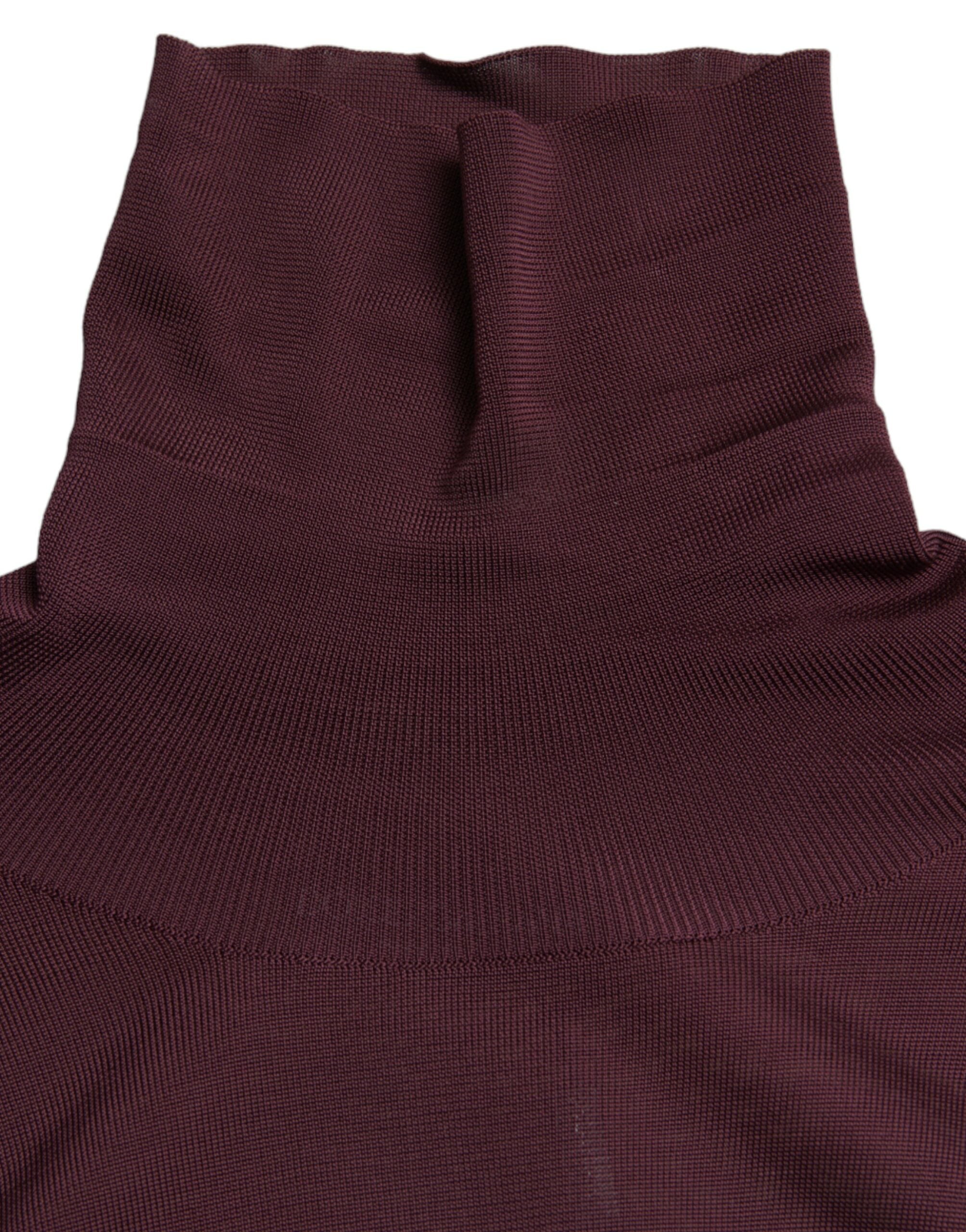 Dolce & Gabbana Maroon Viscose Turtleneck Pullover Men's Sweater
