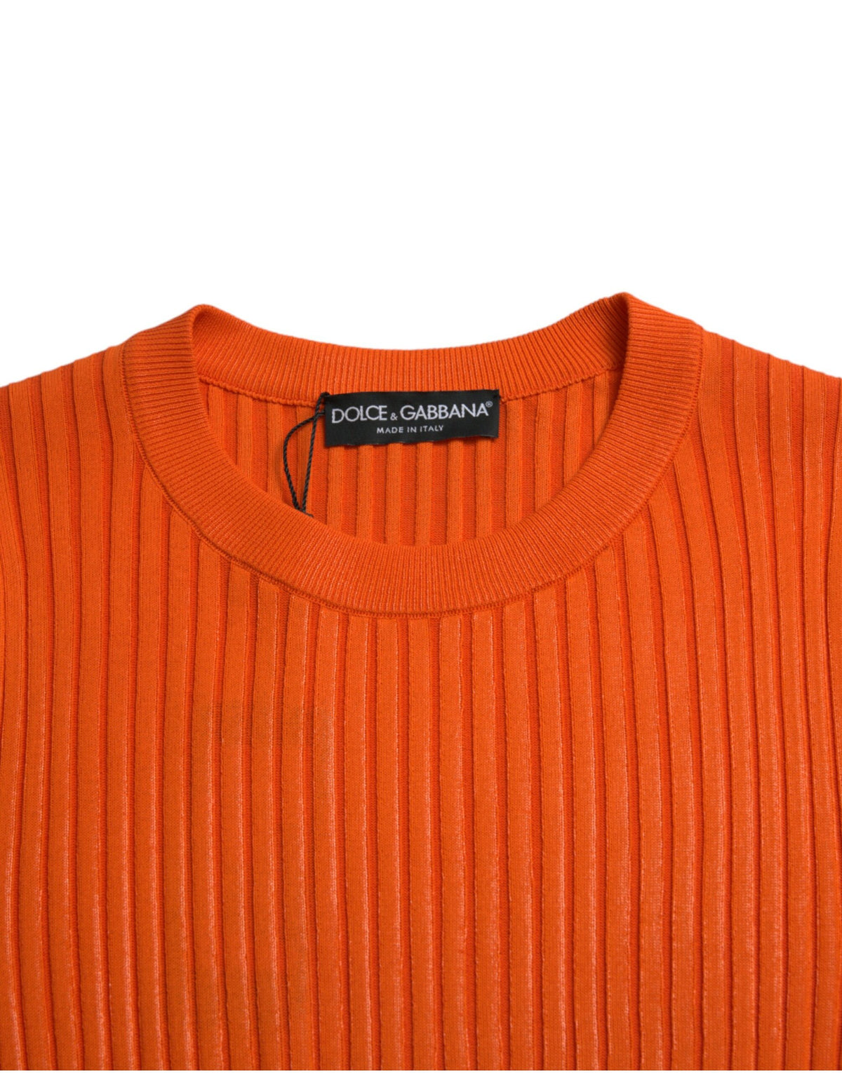 Dolce & Gabbana Orange Knitted Crewneck Men Pullover Men's Sweater