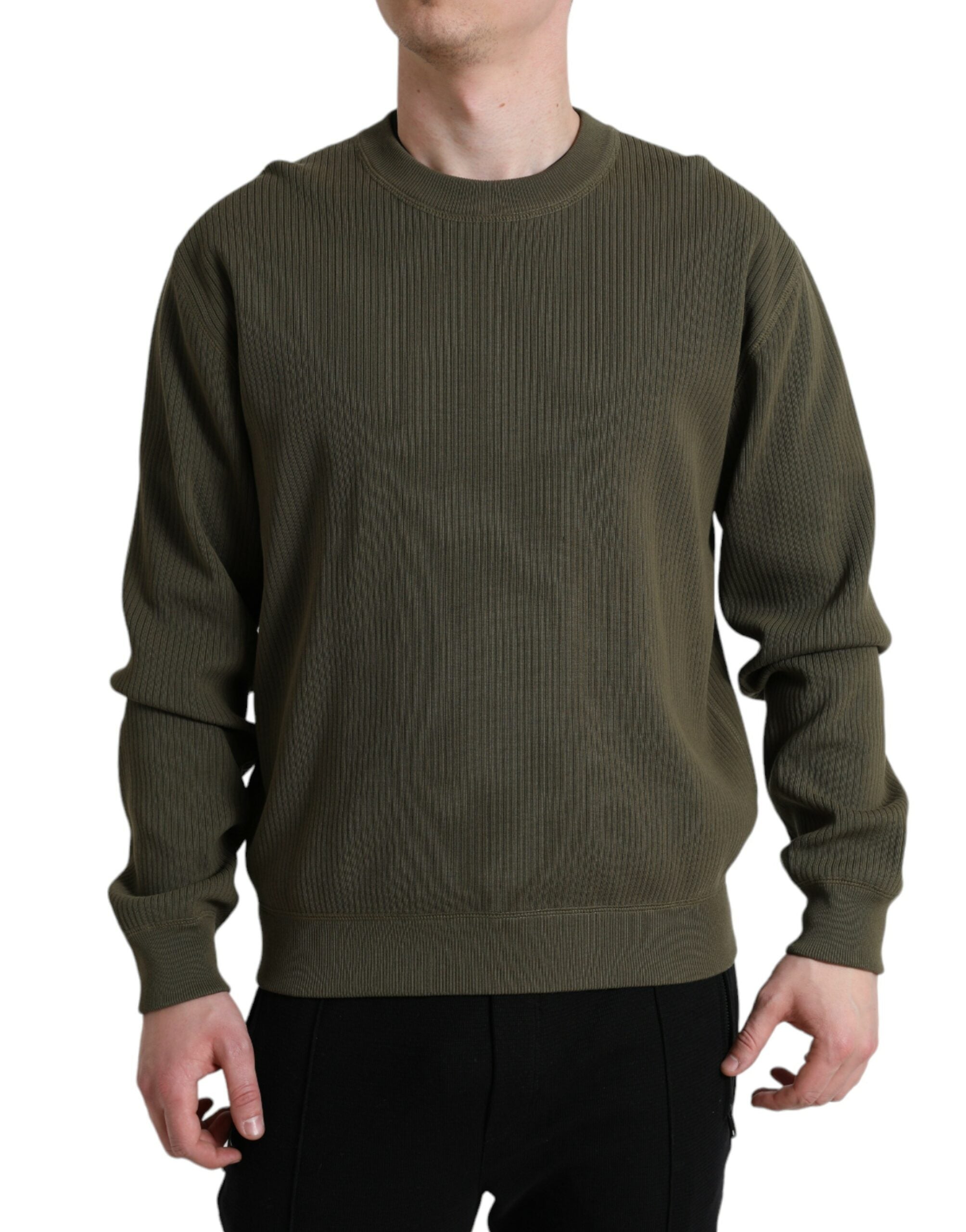 Dolce & Gabbana Elegant Green Crew Neck Cotton Men's Sweater