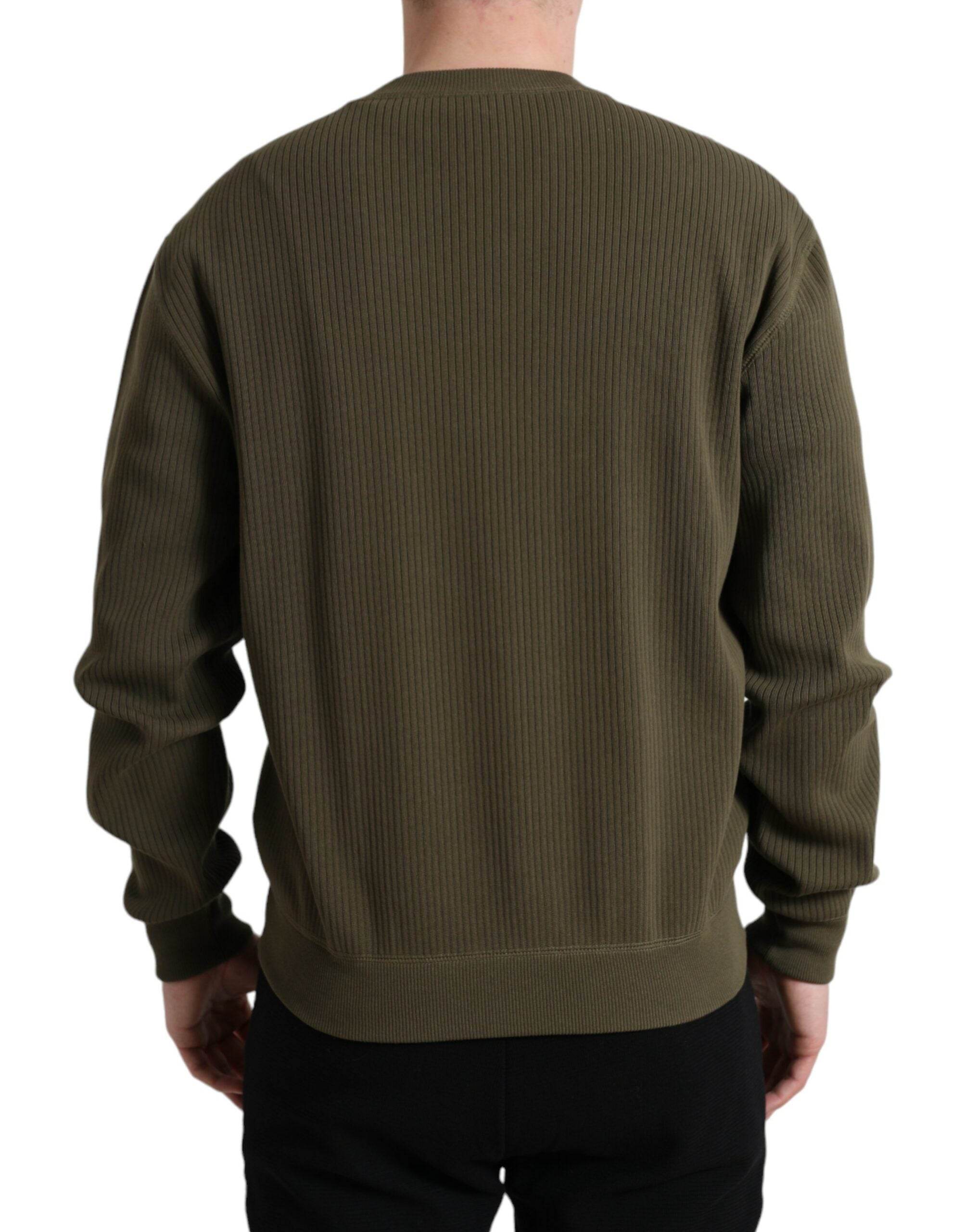 Dolce & Gabbana Elegant Green Crew Neck Cotton Men's Sweater