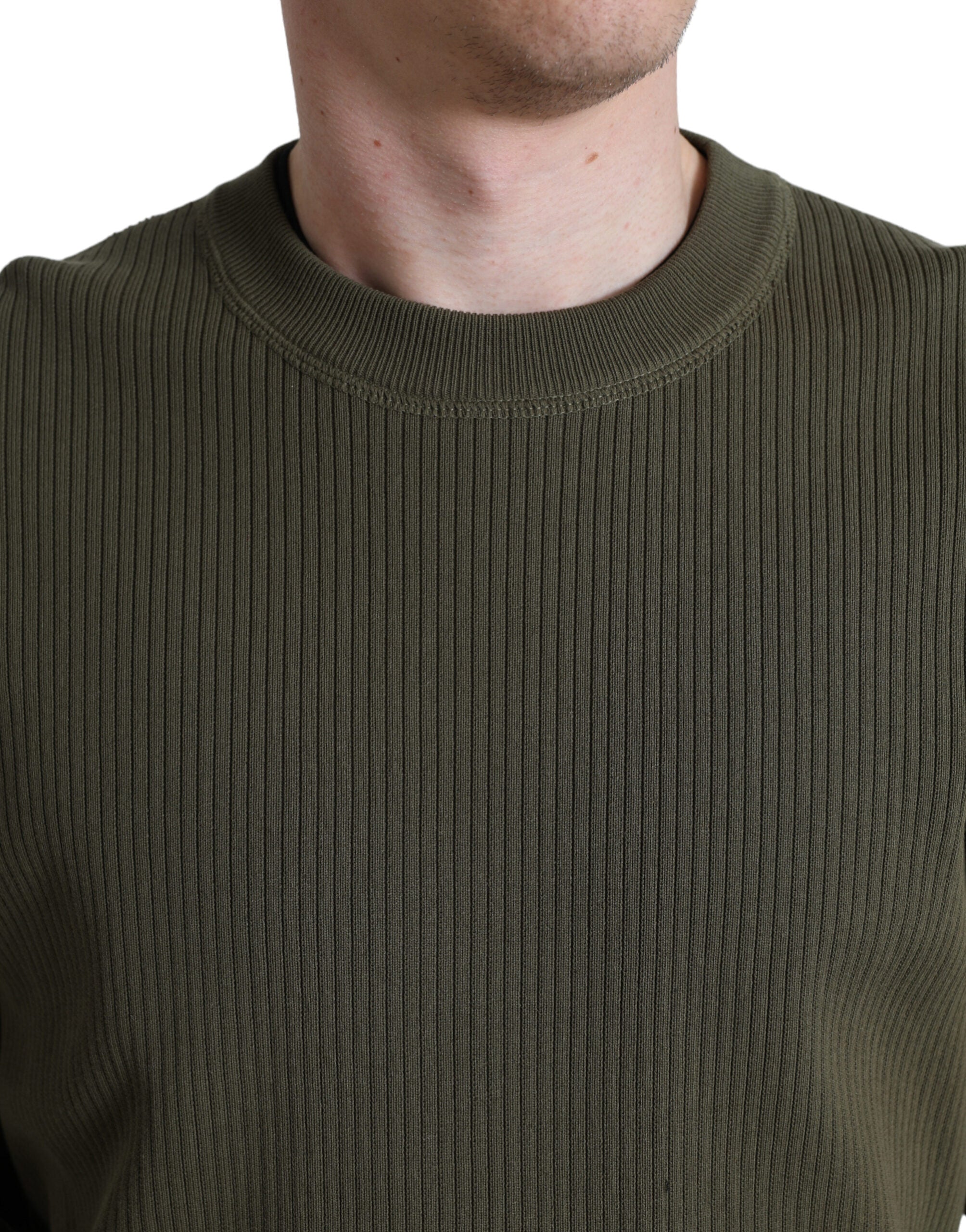 Dolce & Gabbana Elegant Green Crew Neck Cotton Men's Sweater