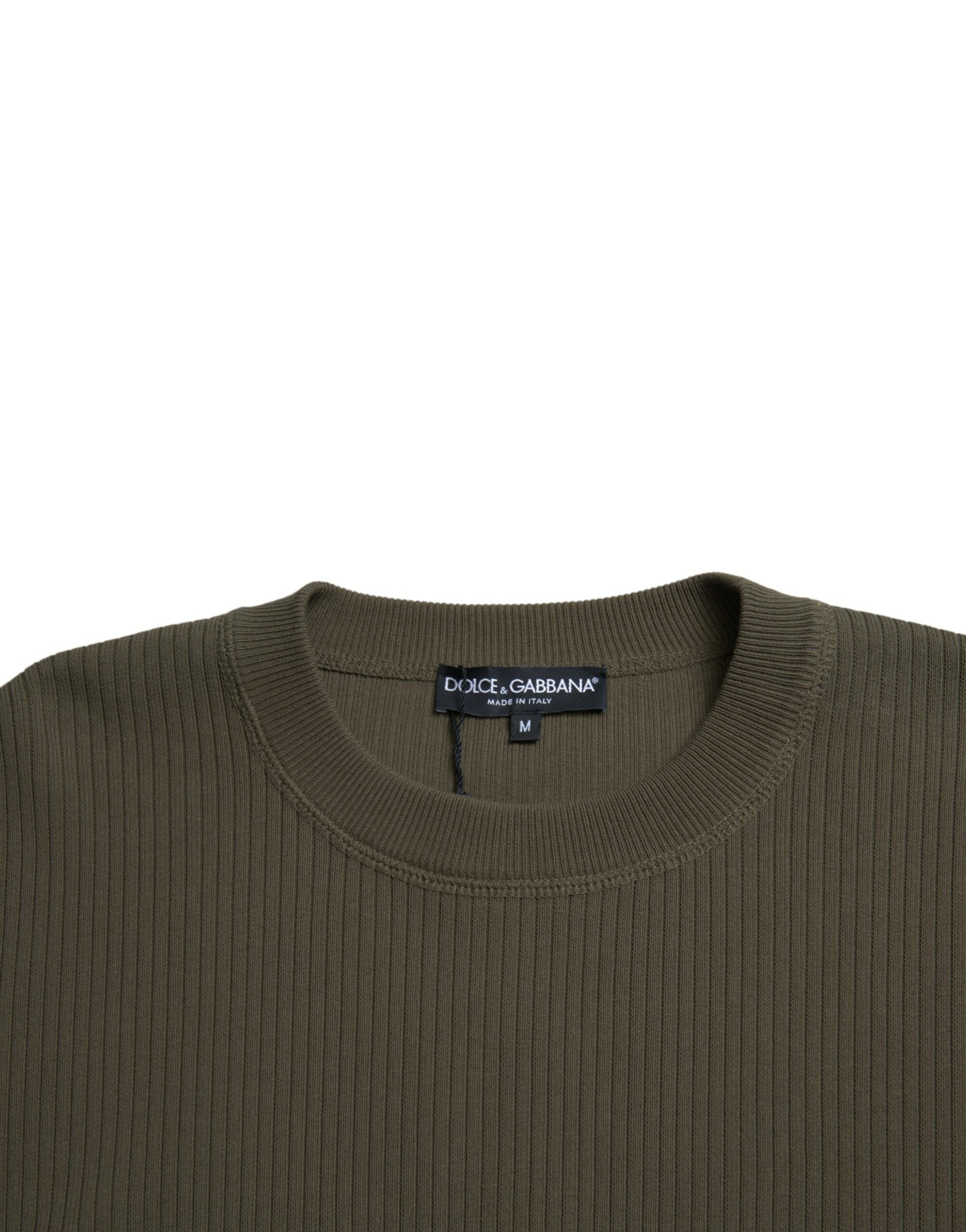 Dolce & Gabbana Elegant Green Crew Neck Cotton Men's Sweater