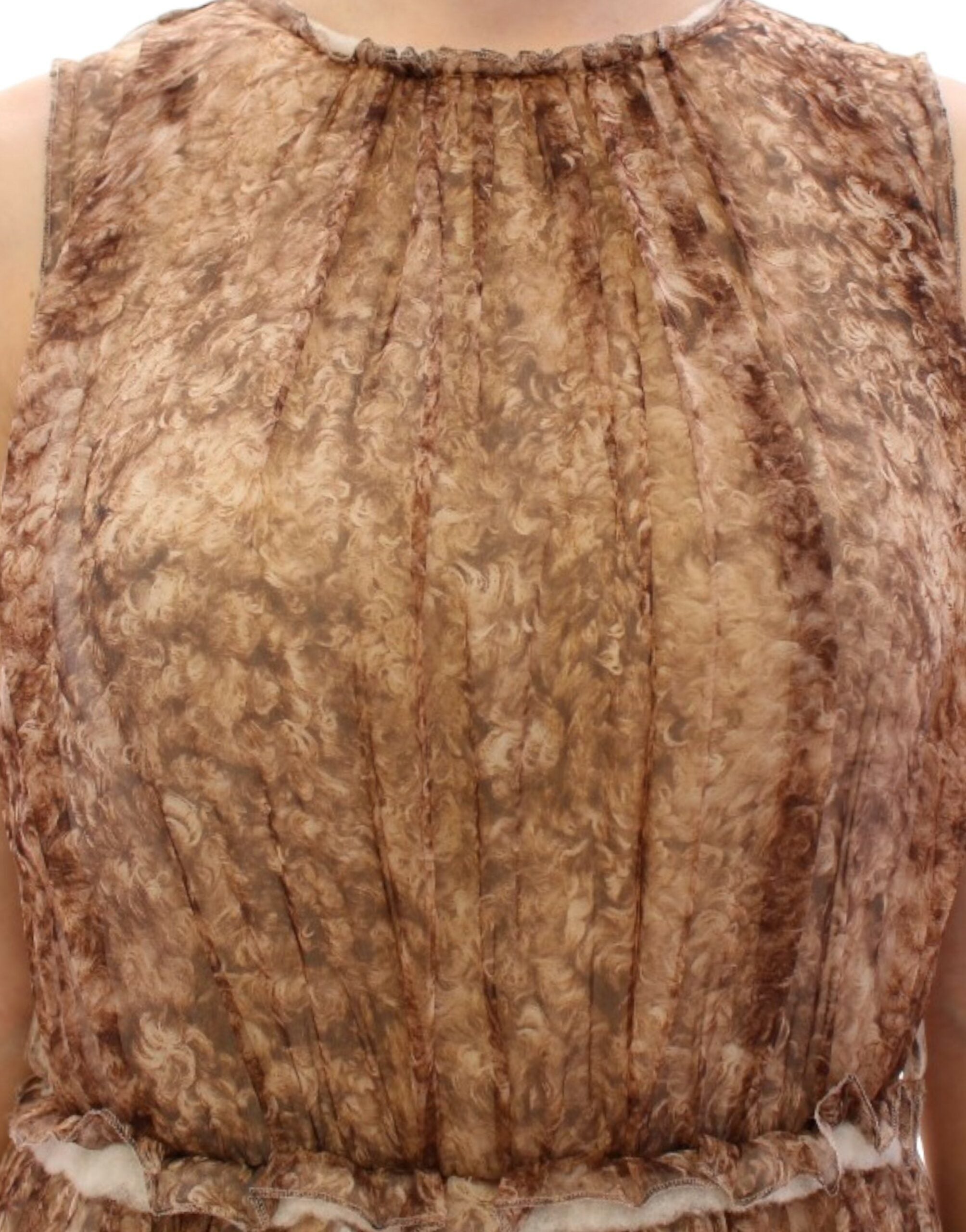 Dolce & Gabbana Brown sleeveless silk Women's dress