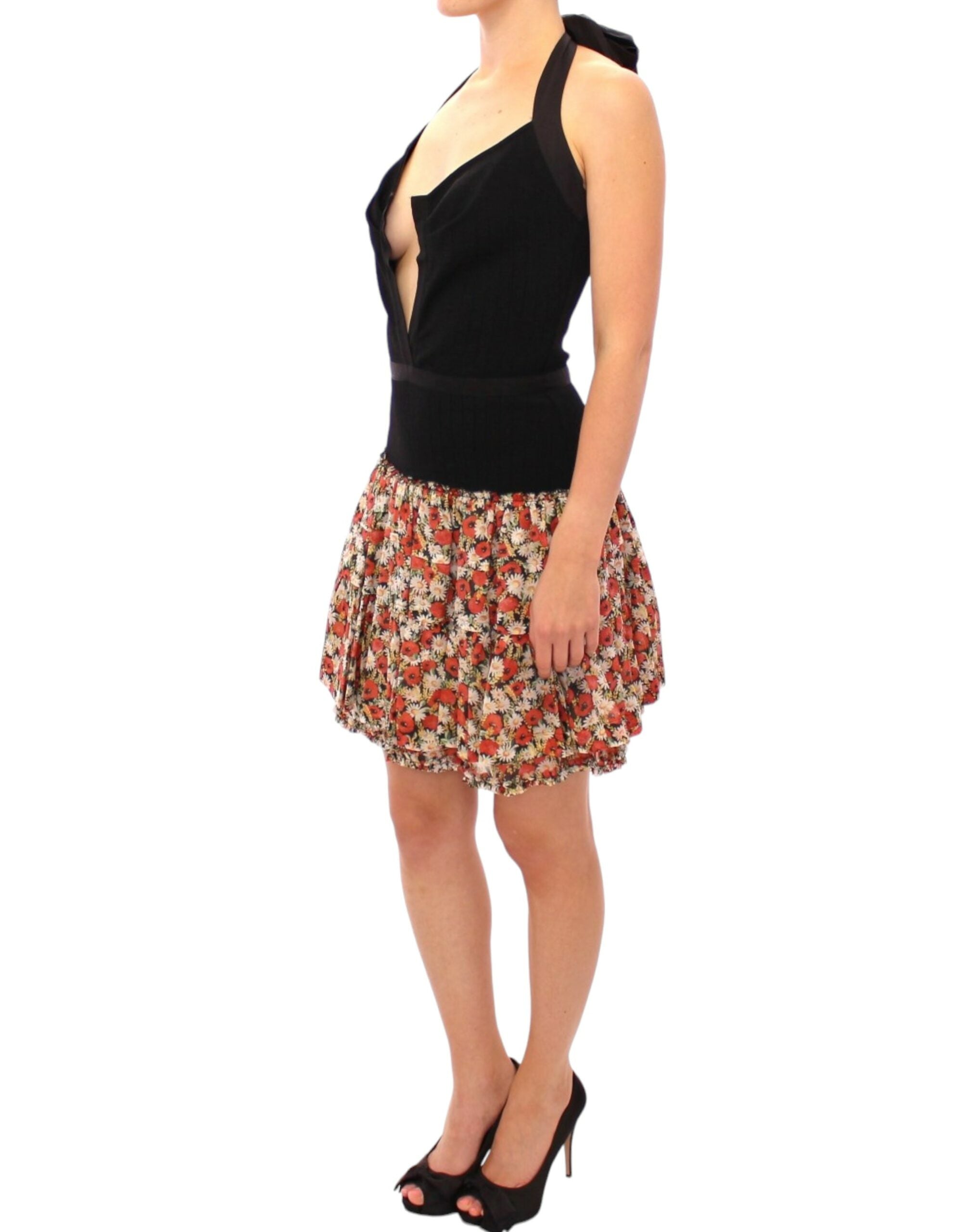 Dolce & Gabbana Elegant Floral Halterneck Bubble Women's Dress