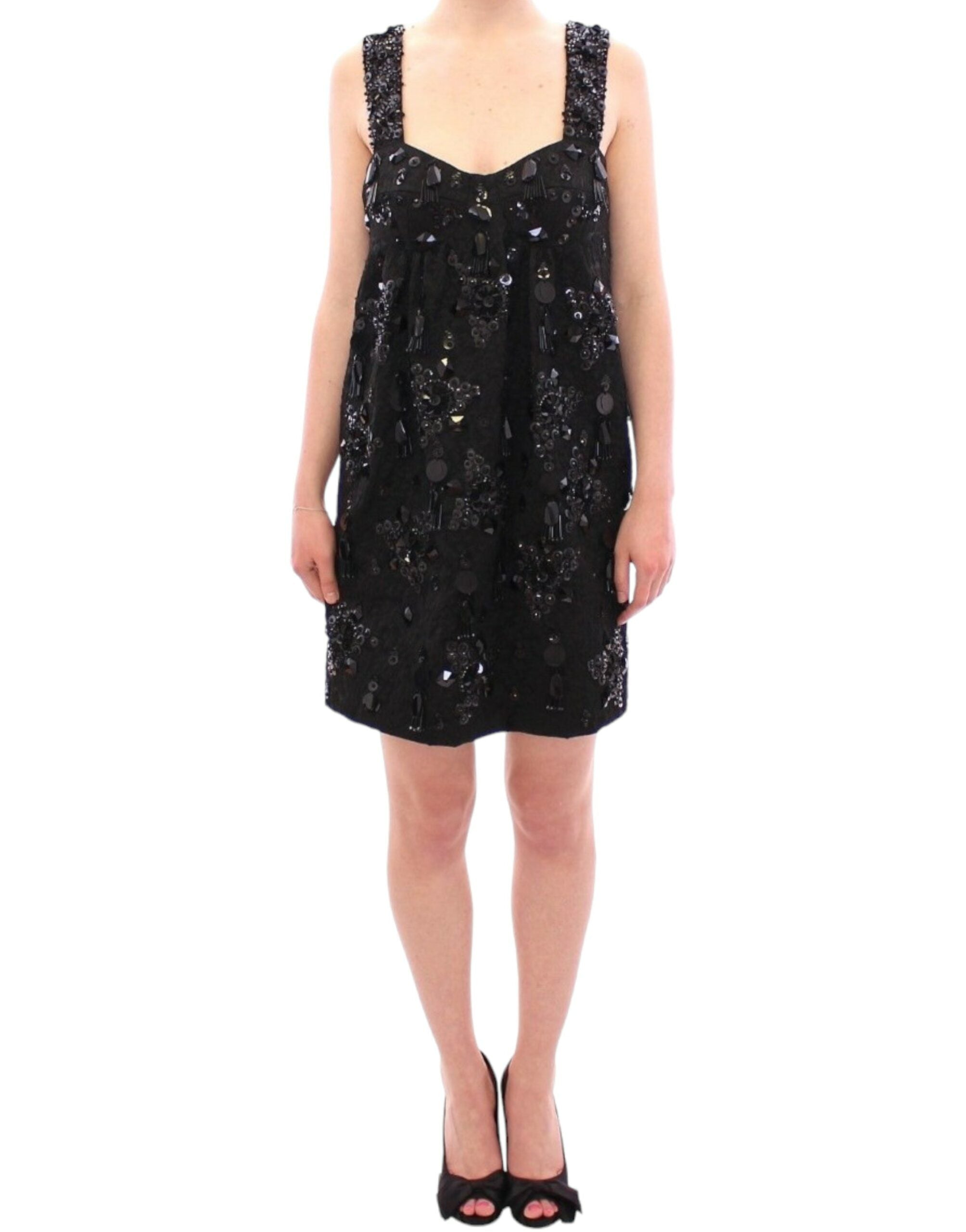 Dolce & Gabbana Black floral crystal embedded Women's dress