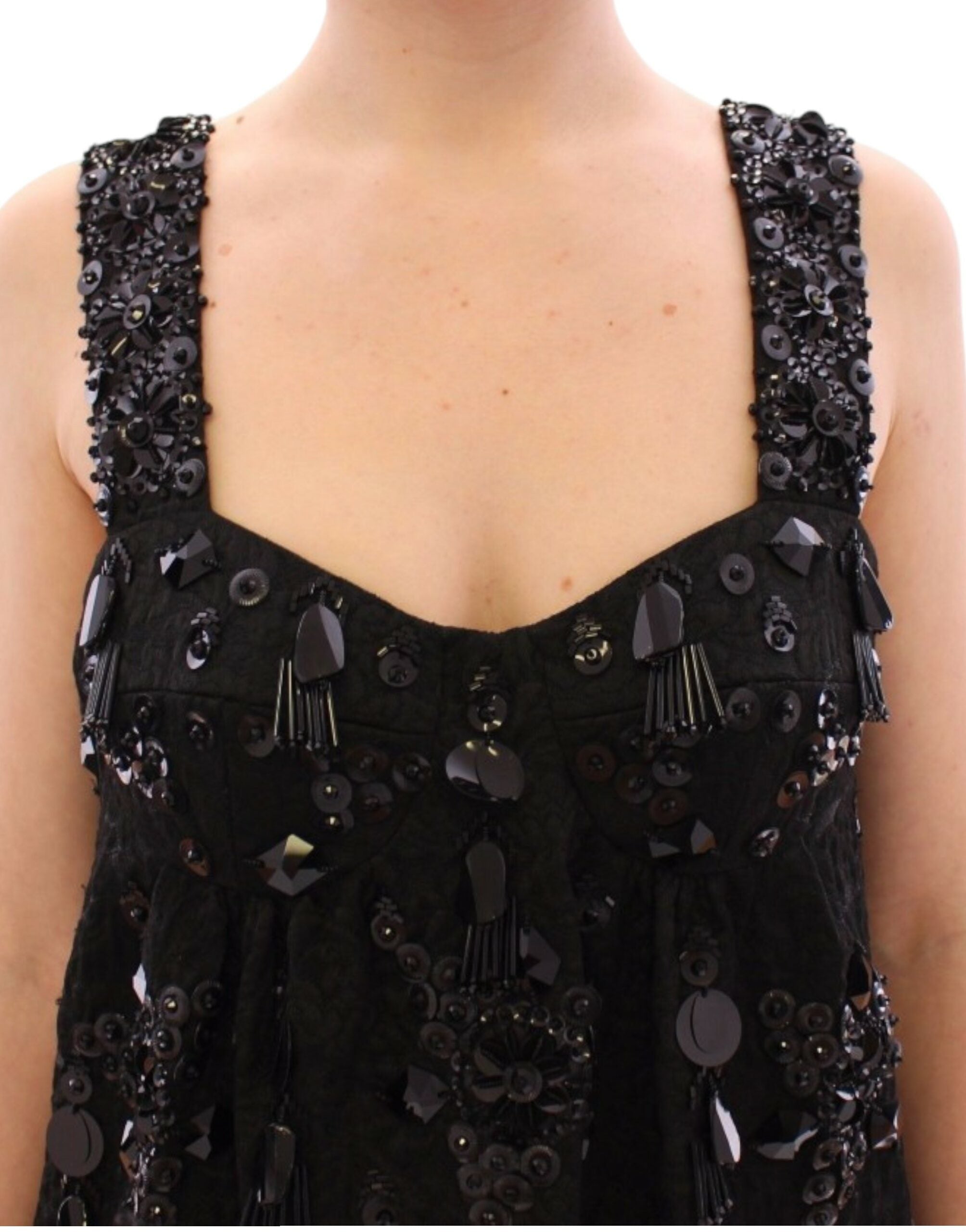 Dolce & Gabbana Black floral crystal embedded Women's dress