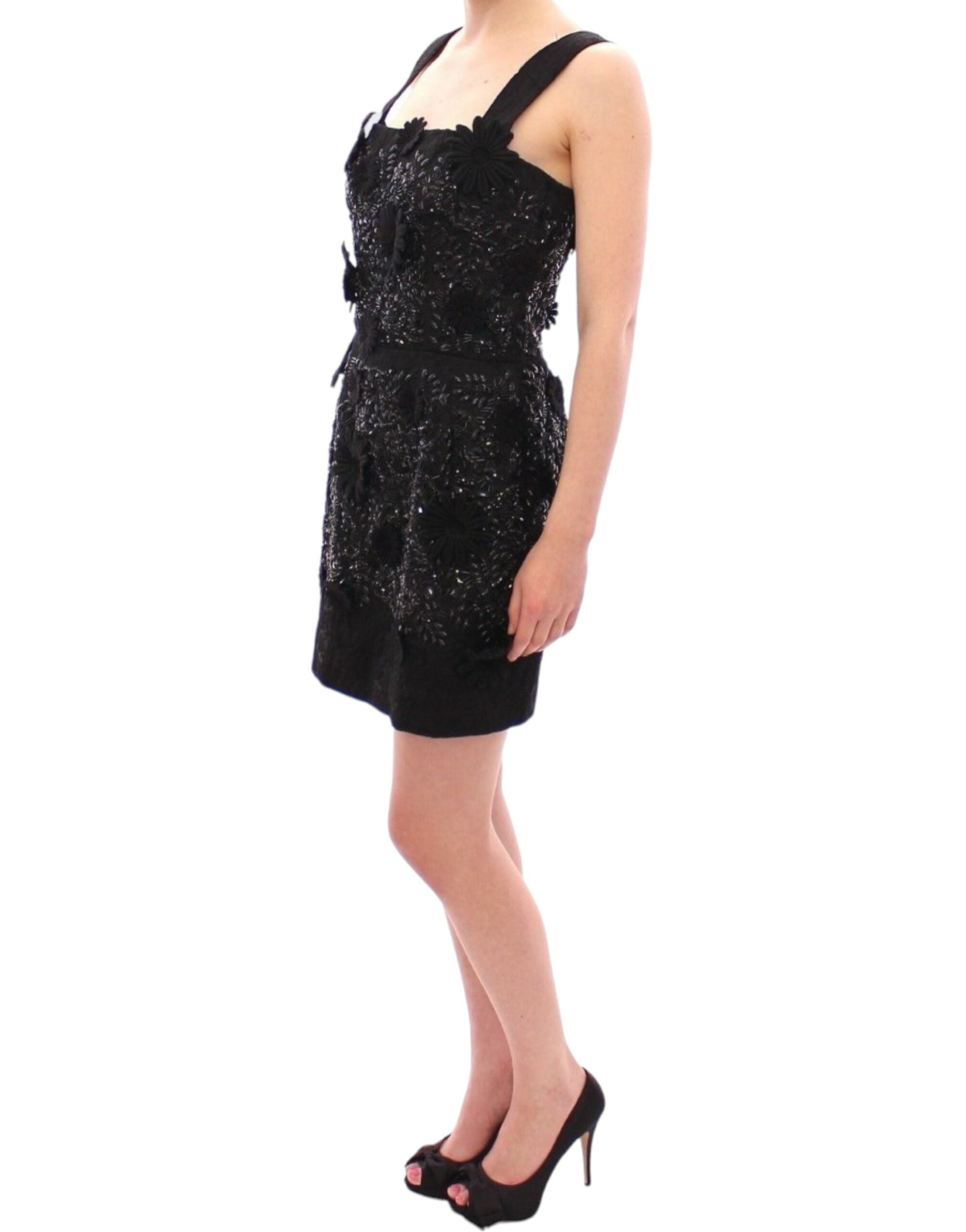 Dolce & Gabbana Black floral crystal embedded Women's dress