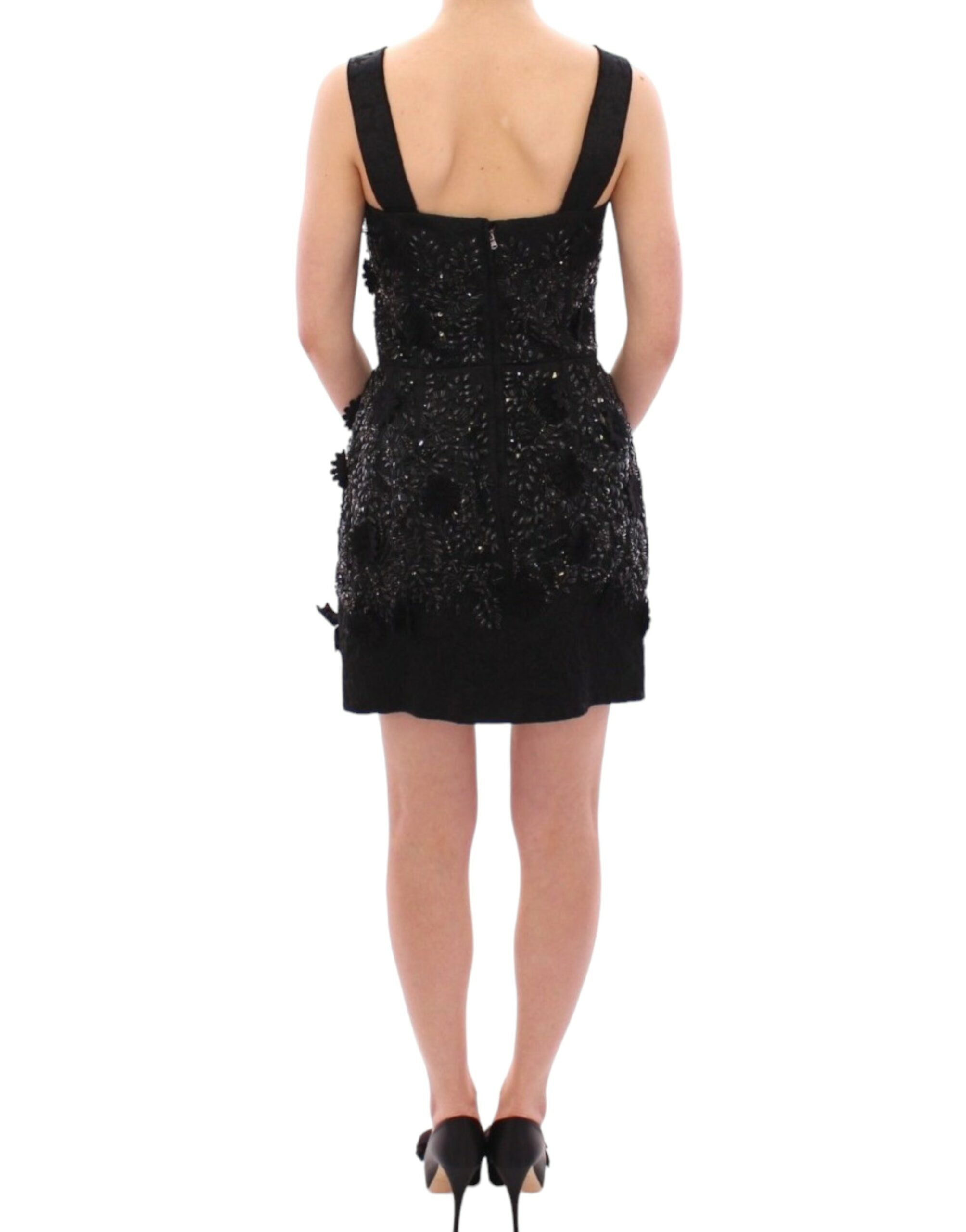 Dolce & Gabbana Black floral crystal embedded Women's dress
