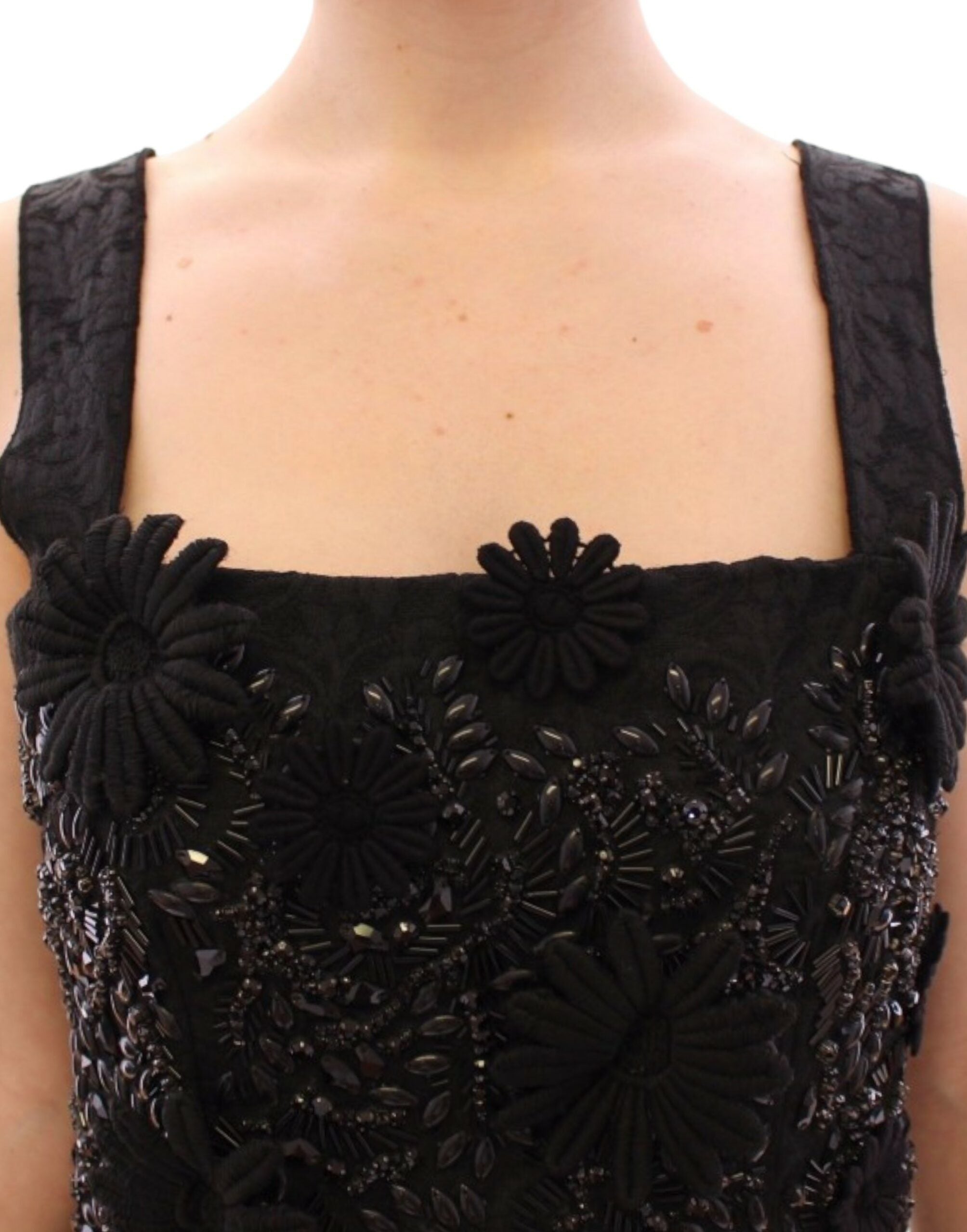 Dolce & Gabbana Black floral crystal embedded Women's dress