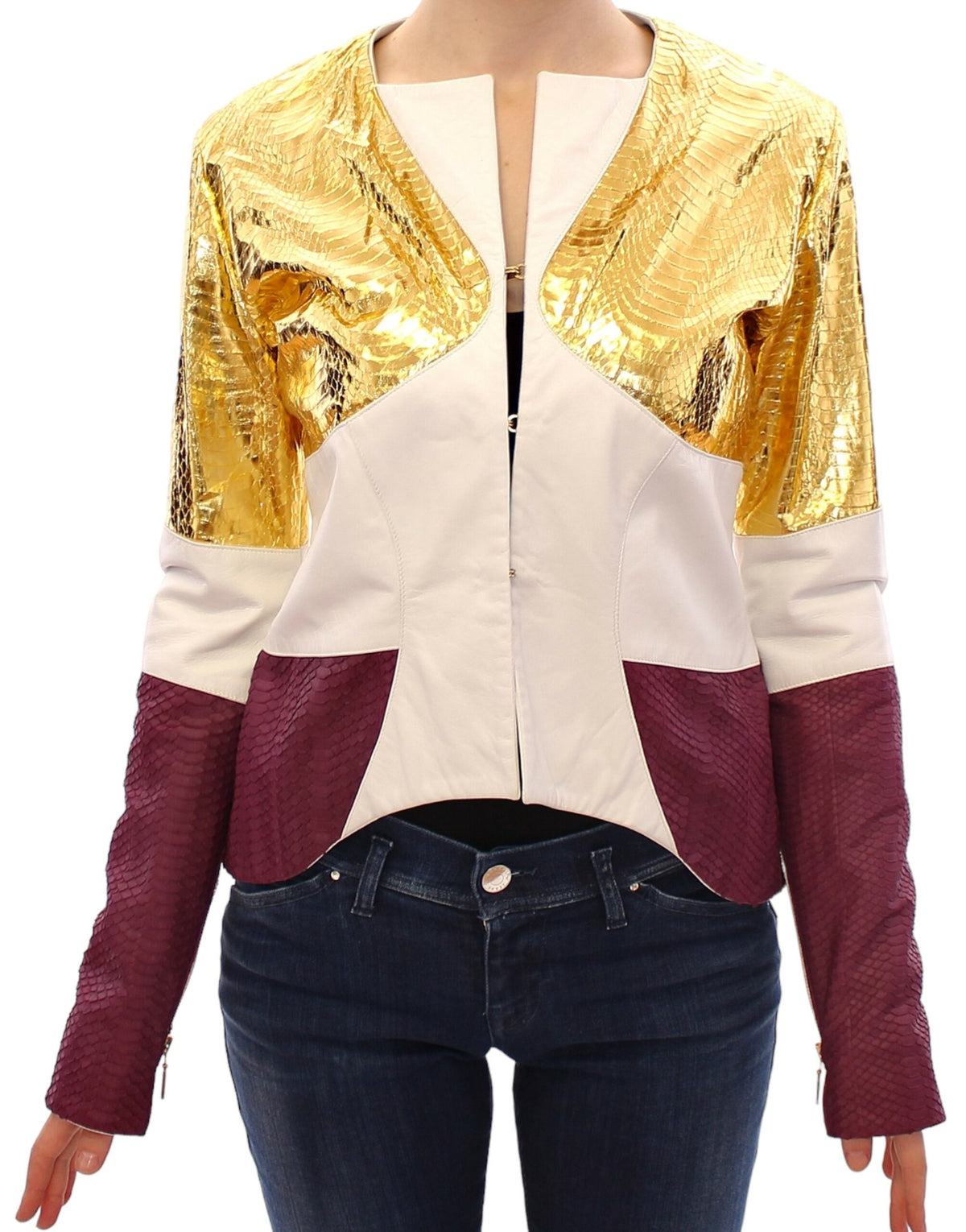 Vladimiro Gioia White Gold Purple Leather Women's Jacket