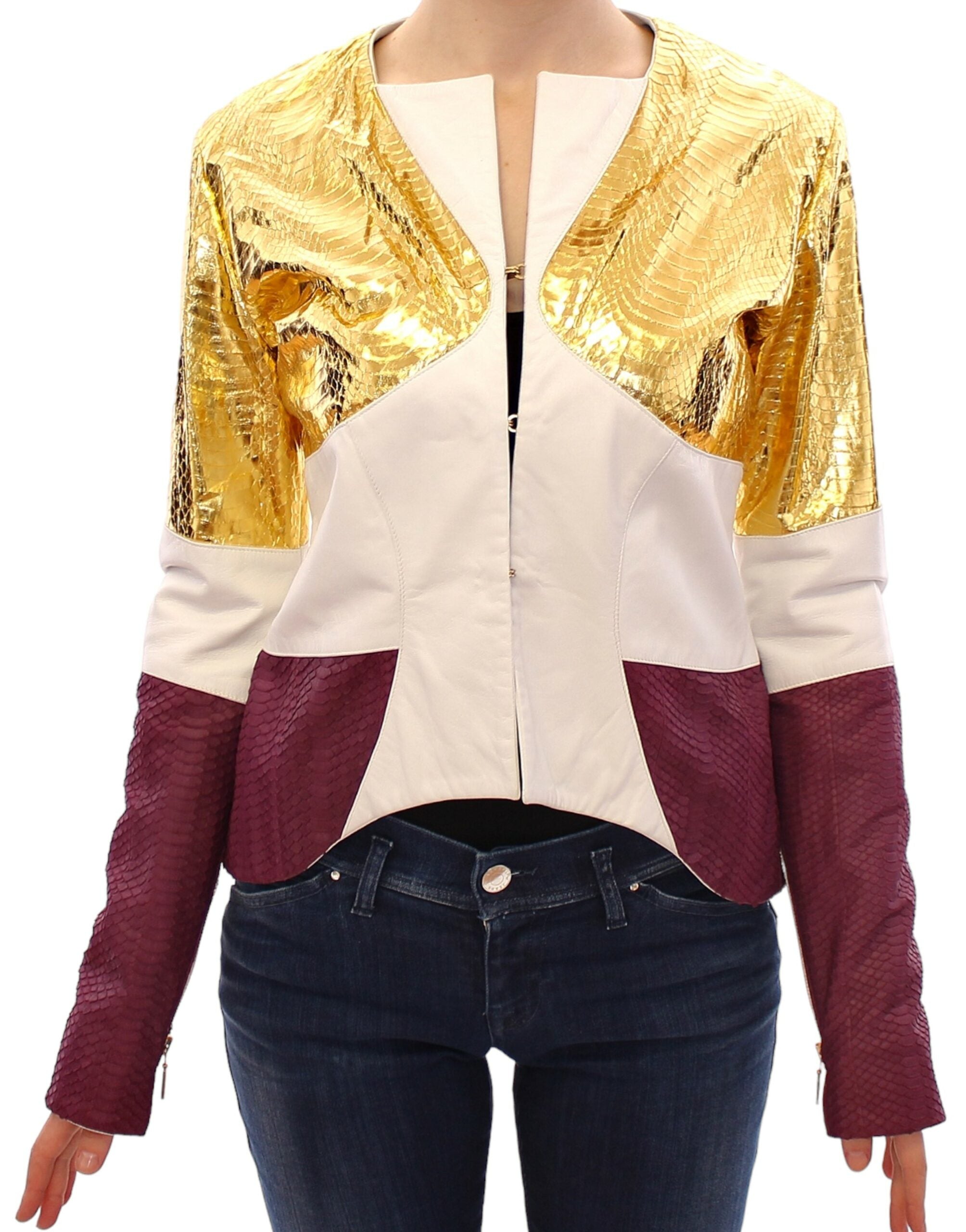 Vladimiro Gioia White Gold Purple Leather Women's Jacket