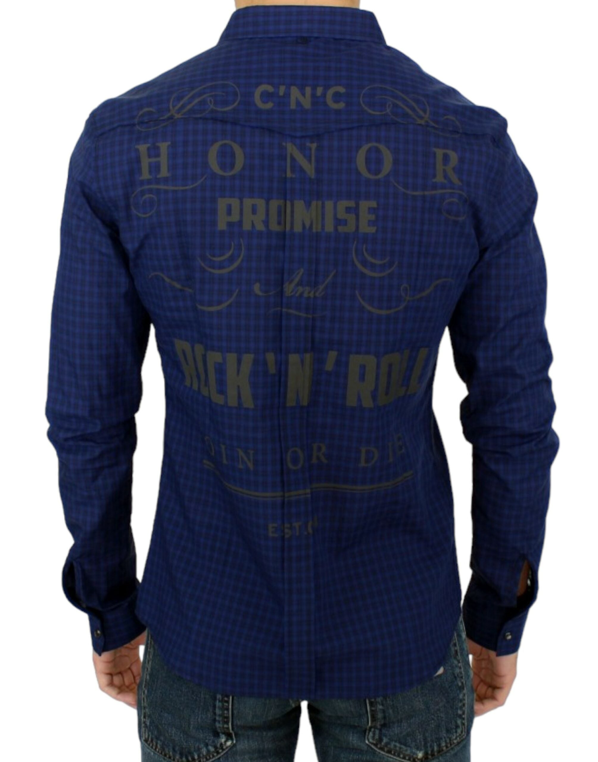 Costume National Chic Blue Checkered Casual Cotton Men's Shirt