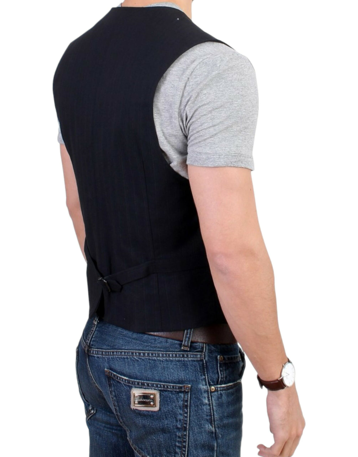 Costume National Black striped cotton casual Men's vest