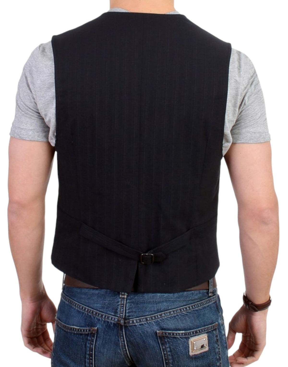 Costume National Black striped cotton casual Men's vest