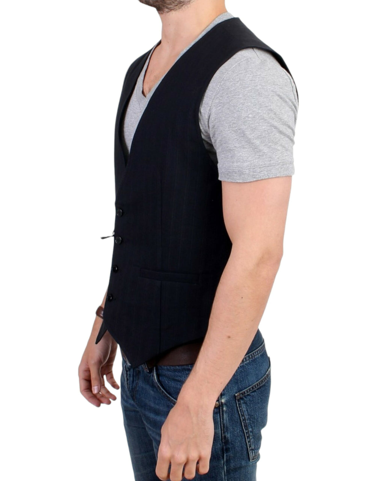 Costume National Black striped cotton casual Men's vest