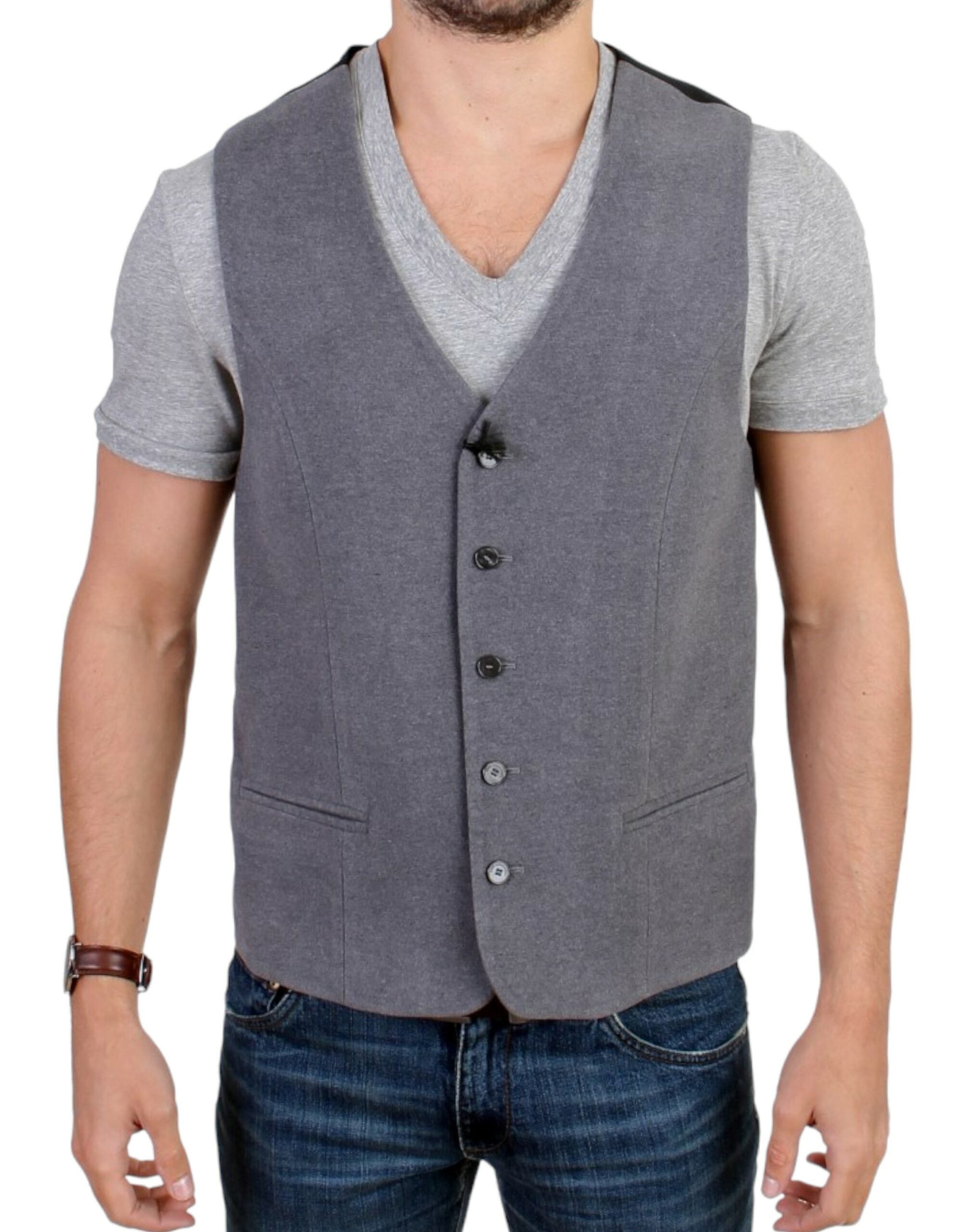 Costume National Gray cotton blend casual Men's vest